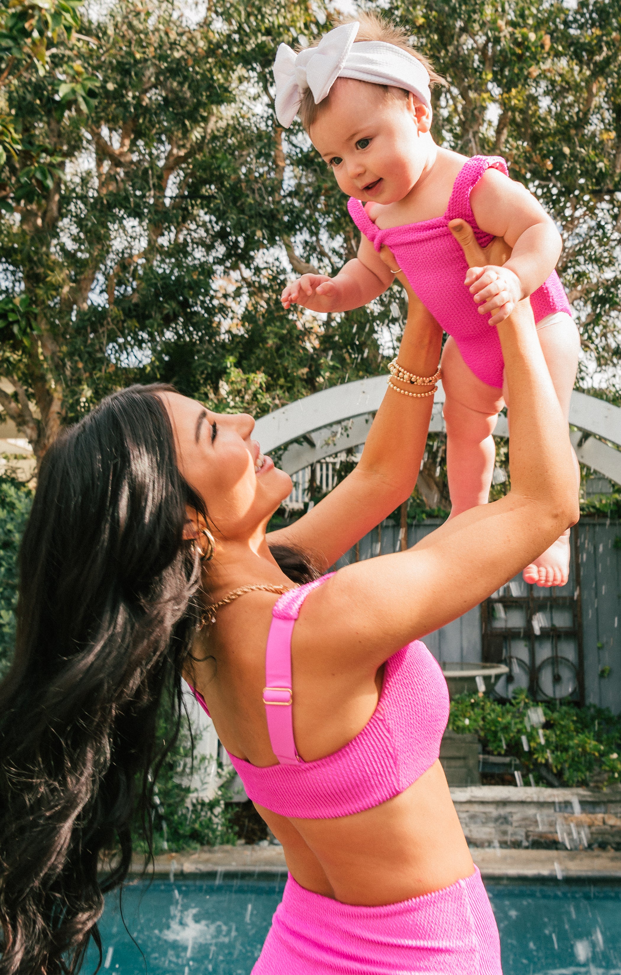 Hot Pink Scrunch One Piece Swimsuit for Kids | Coco Collection