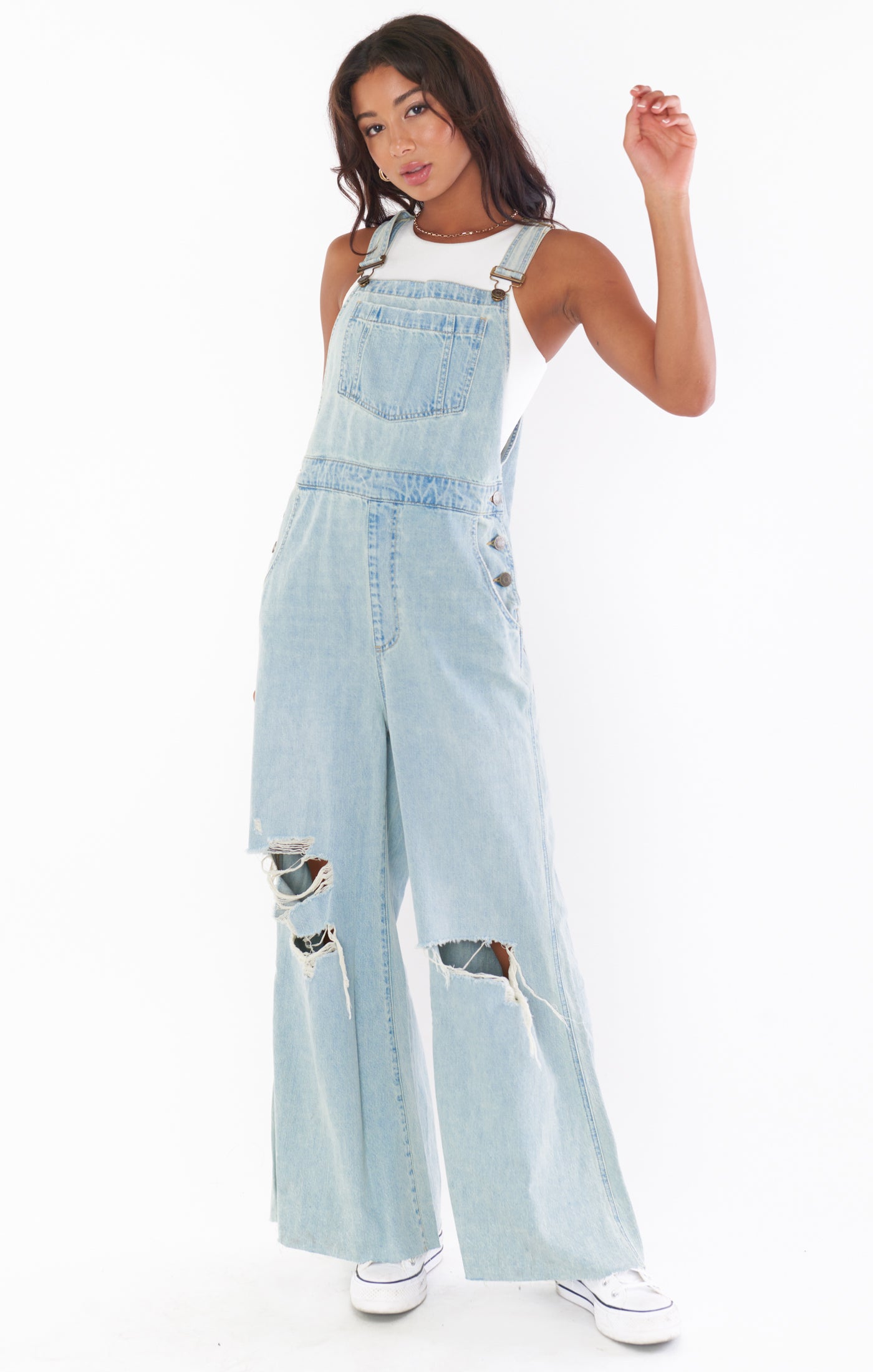 Distressed Denim Overalls for Women | Trenton Faded Indigo