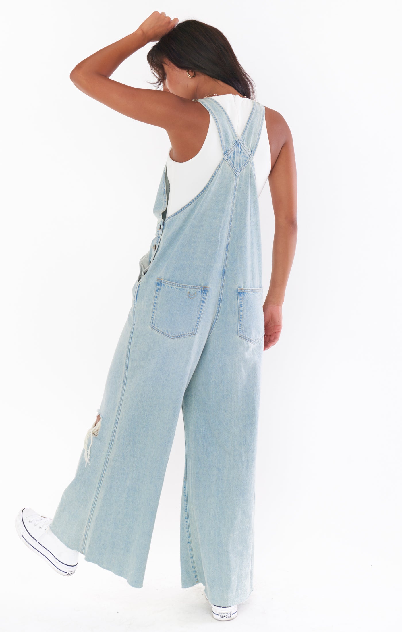 Distressed Denim Overalls for Women | Trenton Faded Indigo