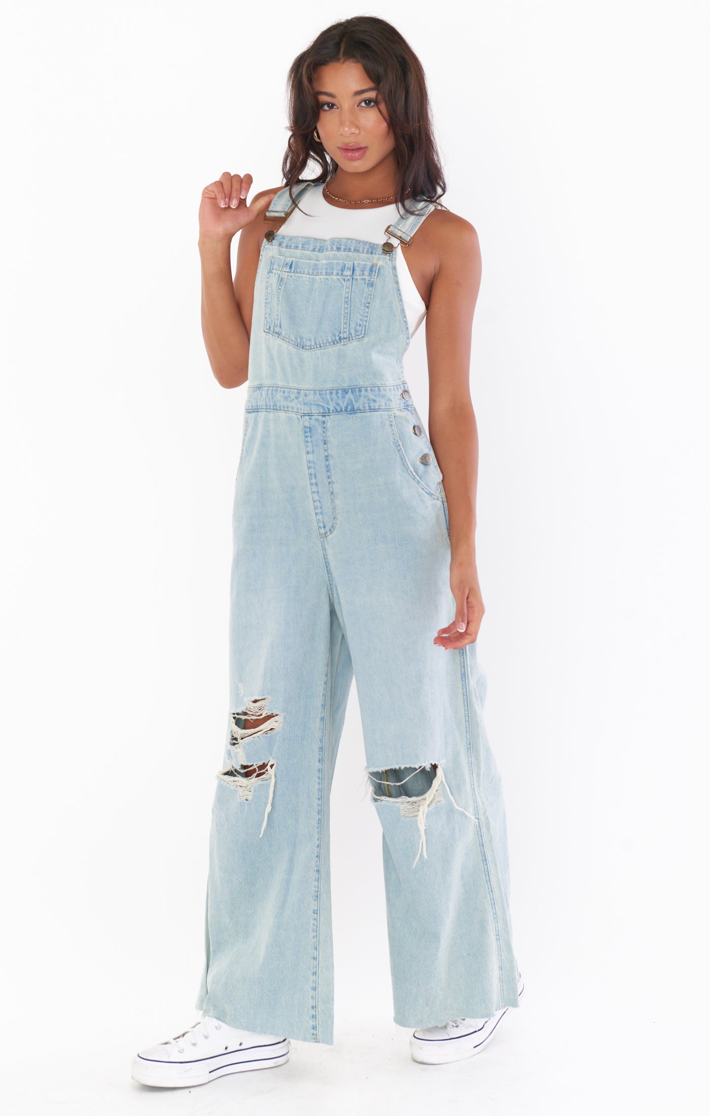 Distressed Denim Overalls for Women | Trenton Faded Indigo