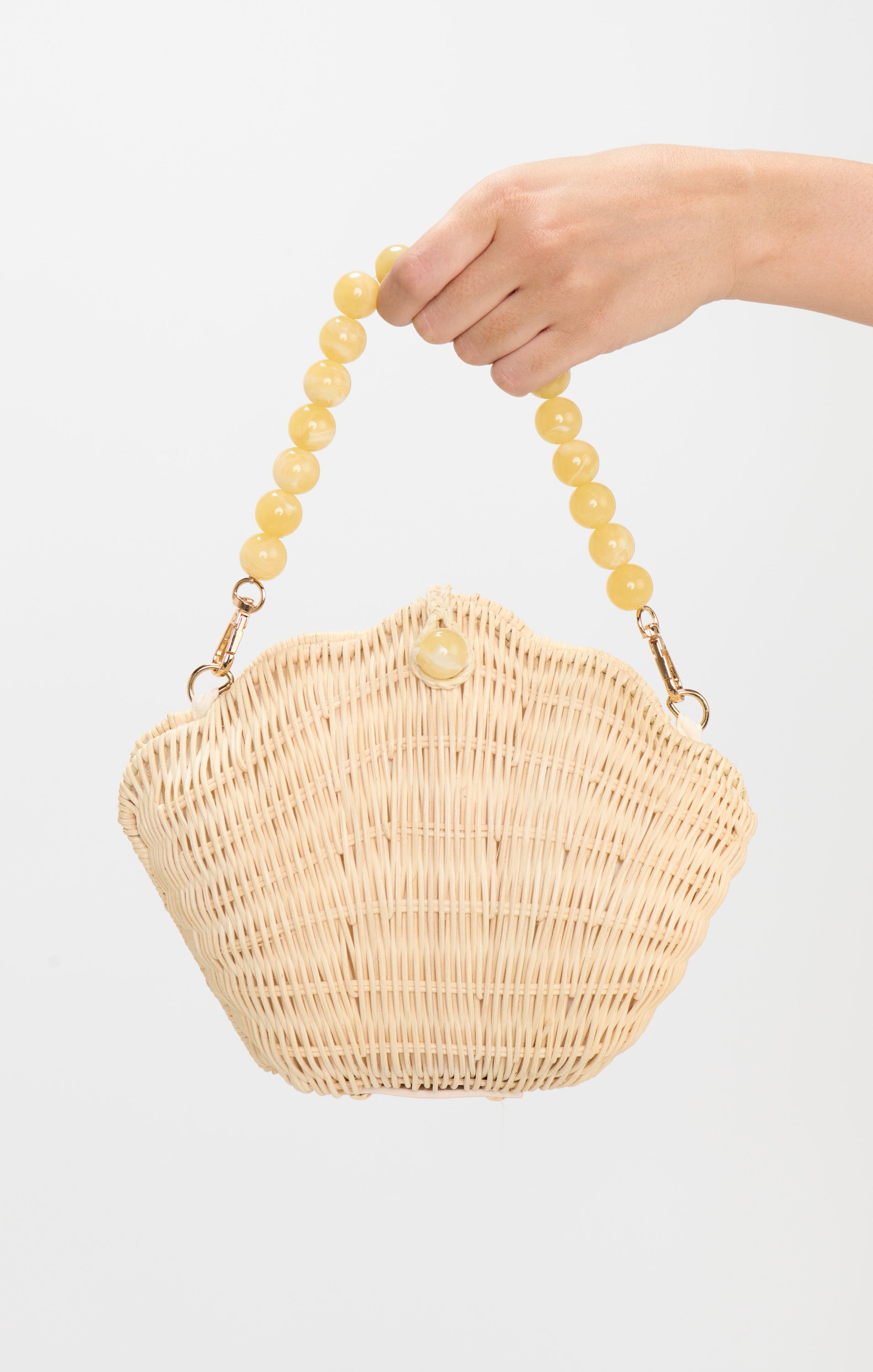 Natural Seashell Mini Bag with Pearl Handle & Gold Chain | Corsica