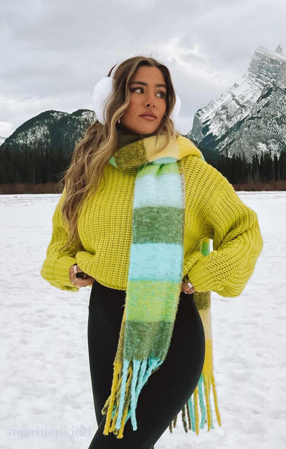Lime Knit Sweater with Bishop Sleeves & Ribbed Texture | Bailey