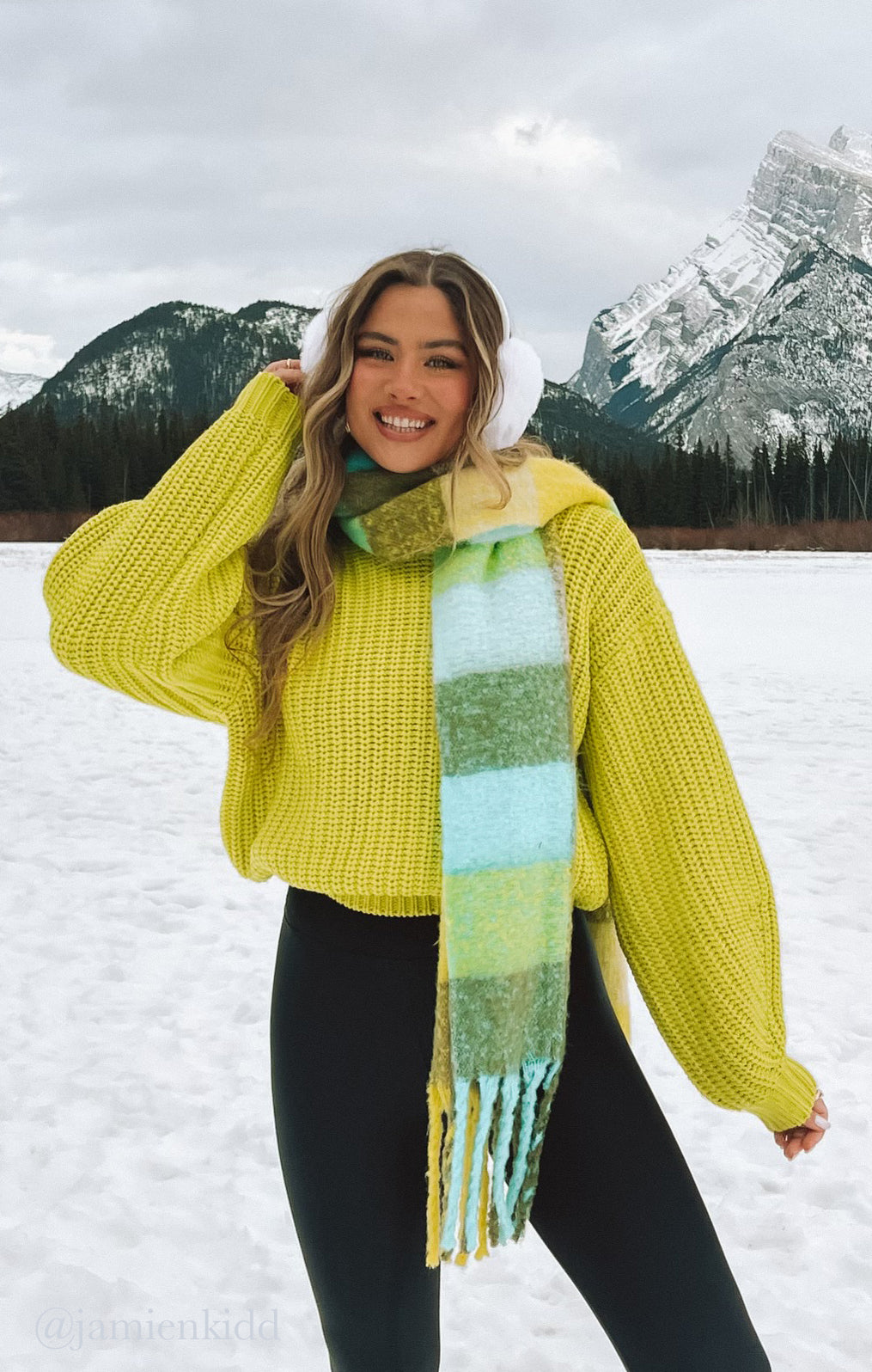 Lime Knit Sweater with Bishop Sleeves & Ribbed Texture | Bailey