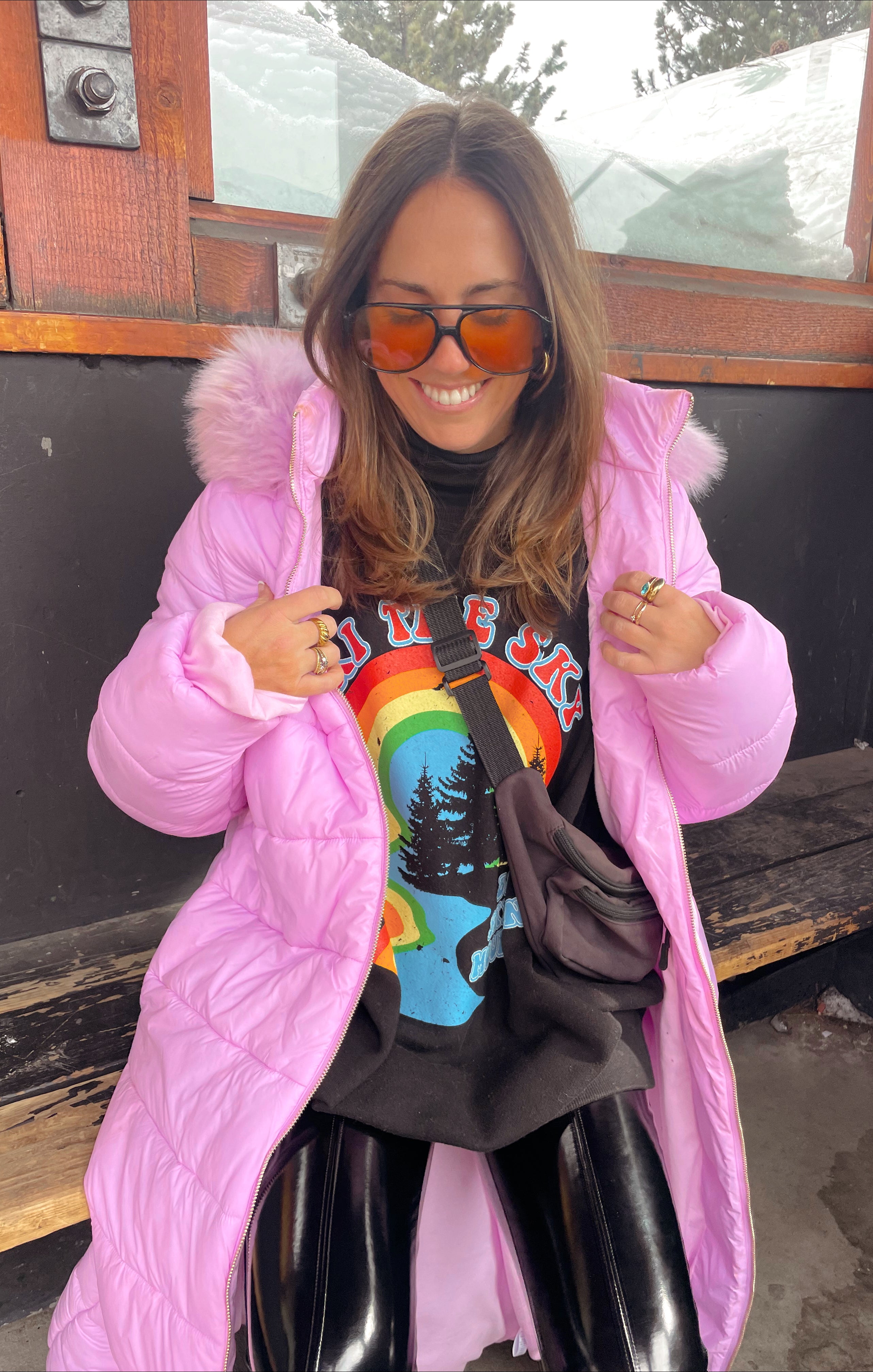 Powder Purple Puffer Jacket with Faux Fur Hood | Snowmass