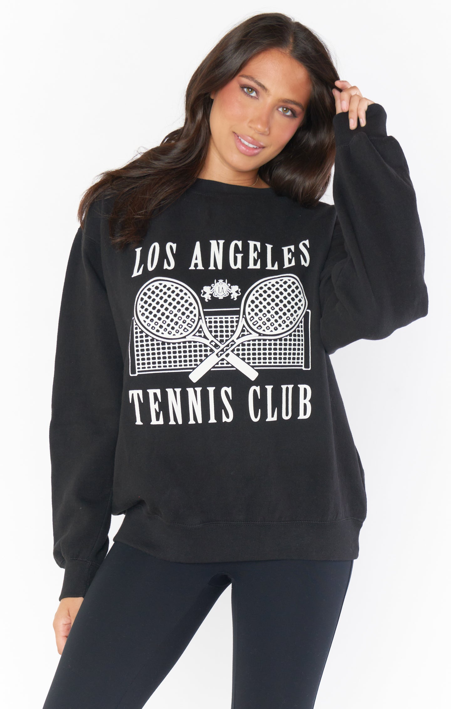 Oversized Crewneck Sweatshirt with Tennis Club Graphic | Stanley