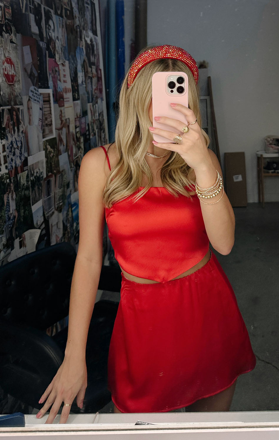 Red Satin Scarf Top with Adjustable Straps | Luxe Party Wear
