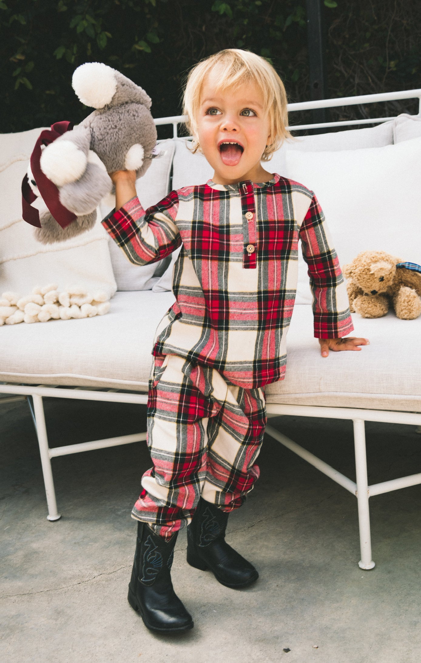 Winter Plaid Henley Shirt for Toddlers | Miles Top