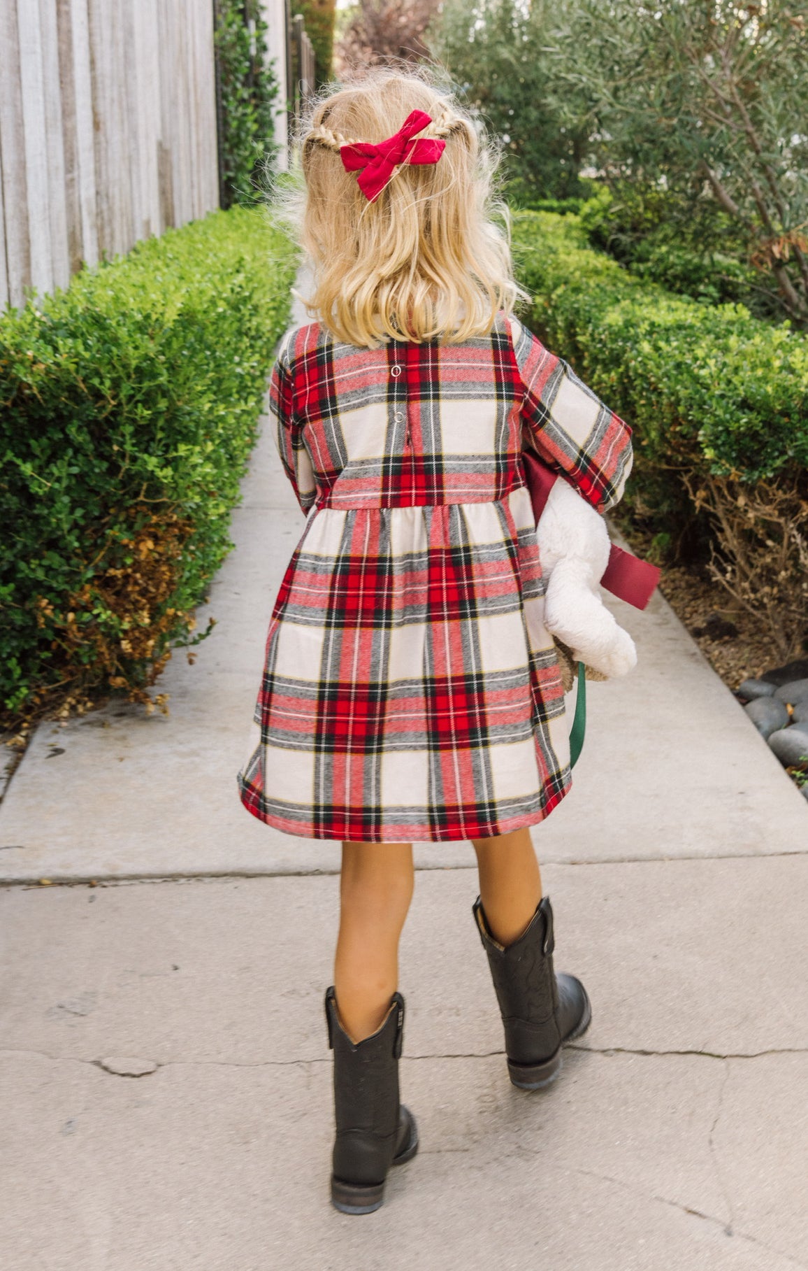 Plaid Winter Dress with Long Sleeves & Keyhole Back | Iris Dress