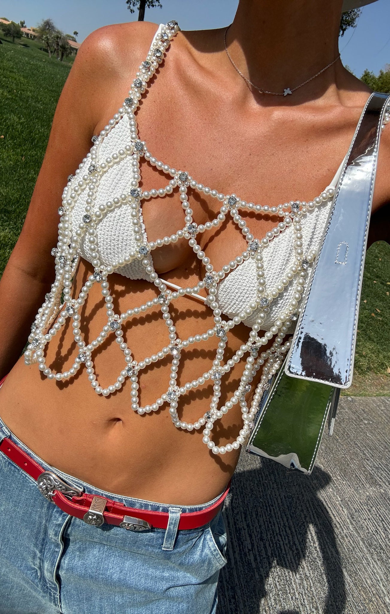Pearl Cami Top with Sparkle Detail | Pearl Topper