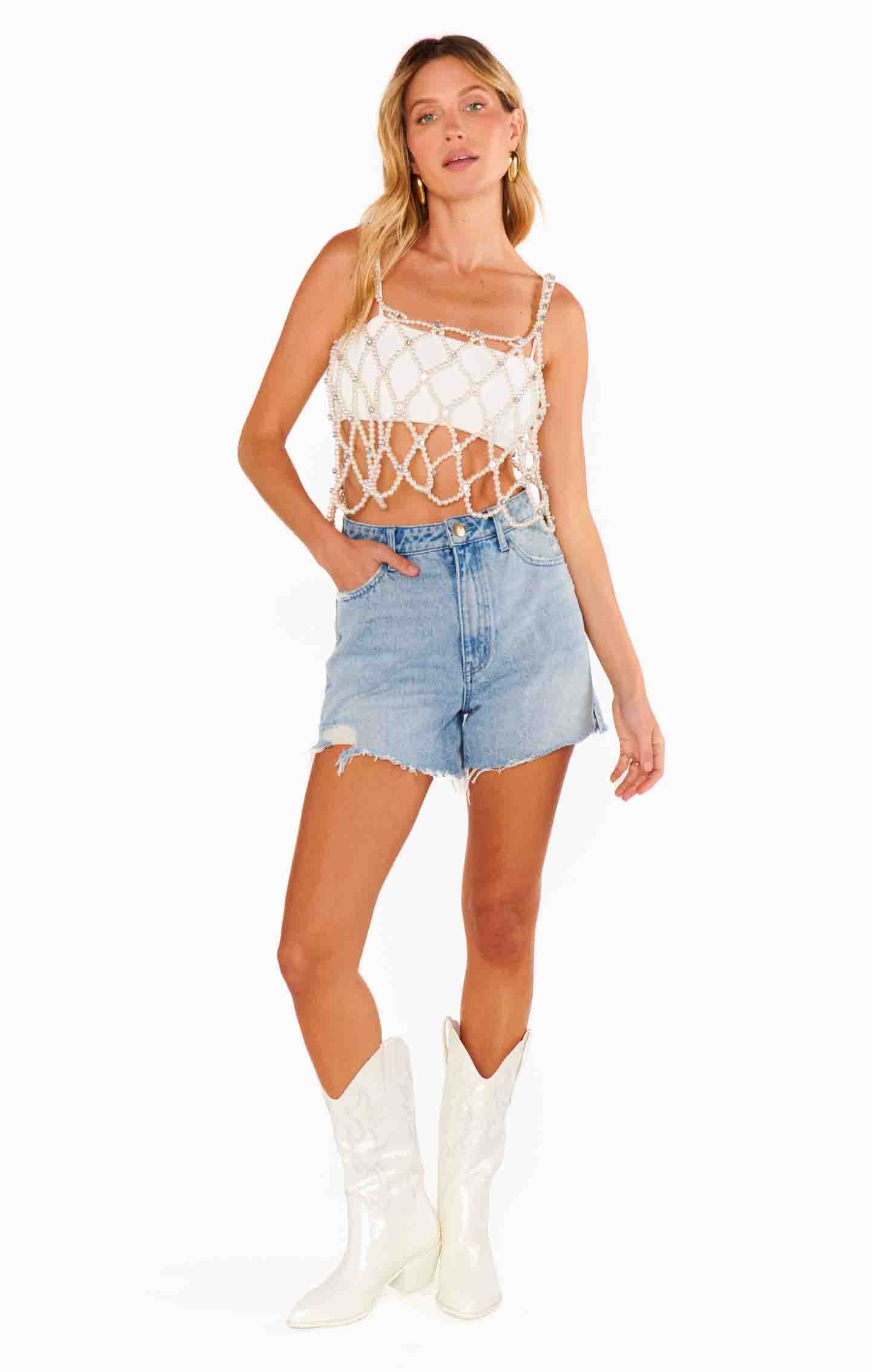Pearl Cami Top with Sparkle Detail | Pearl Topper