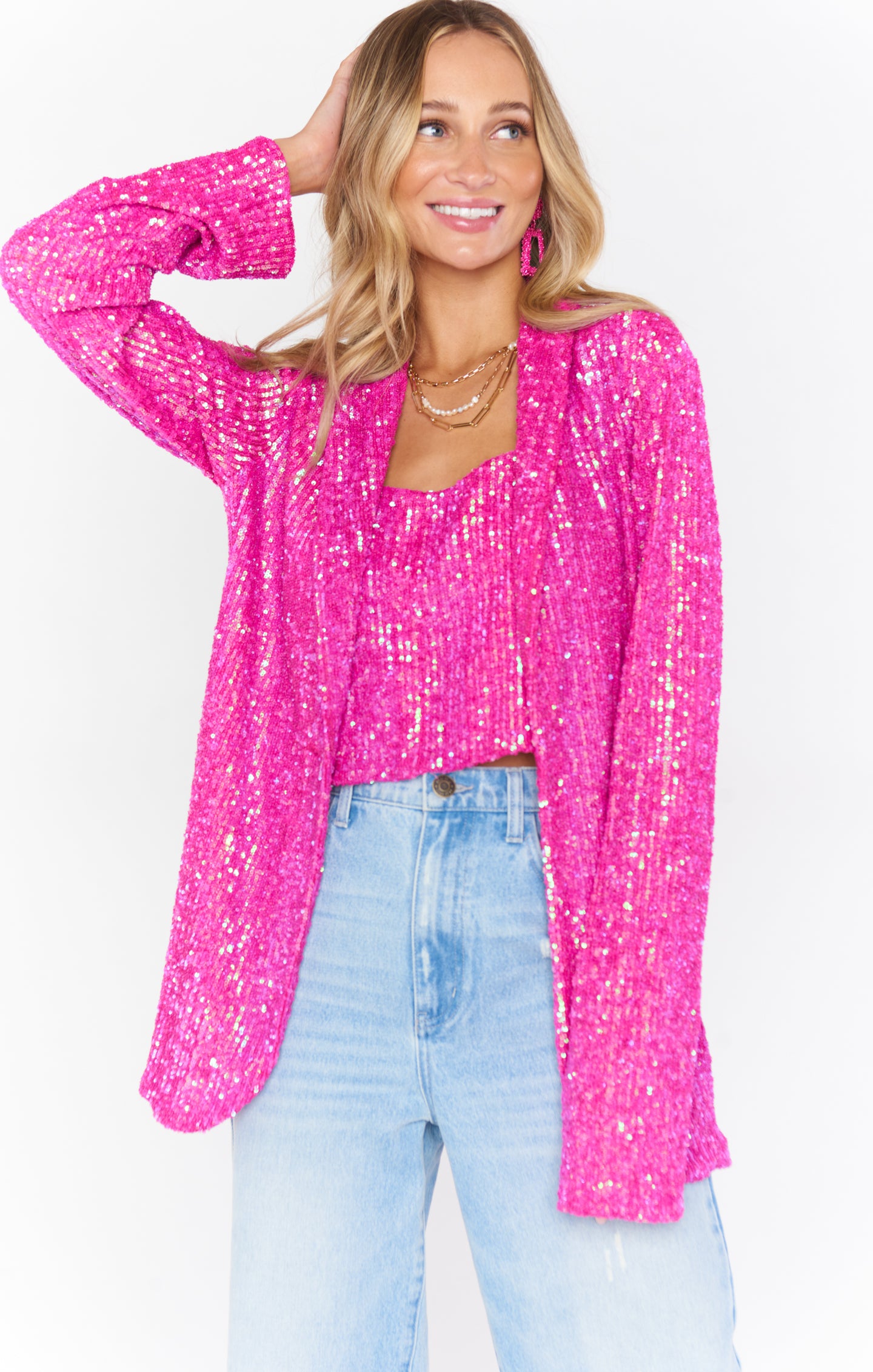 Pink Sequin Blazer for Women | Disco Dance Party Jacket