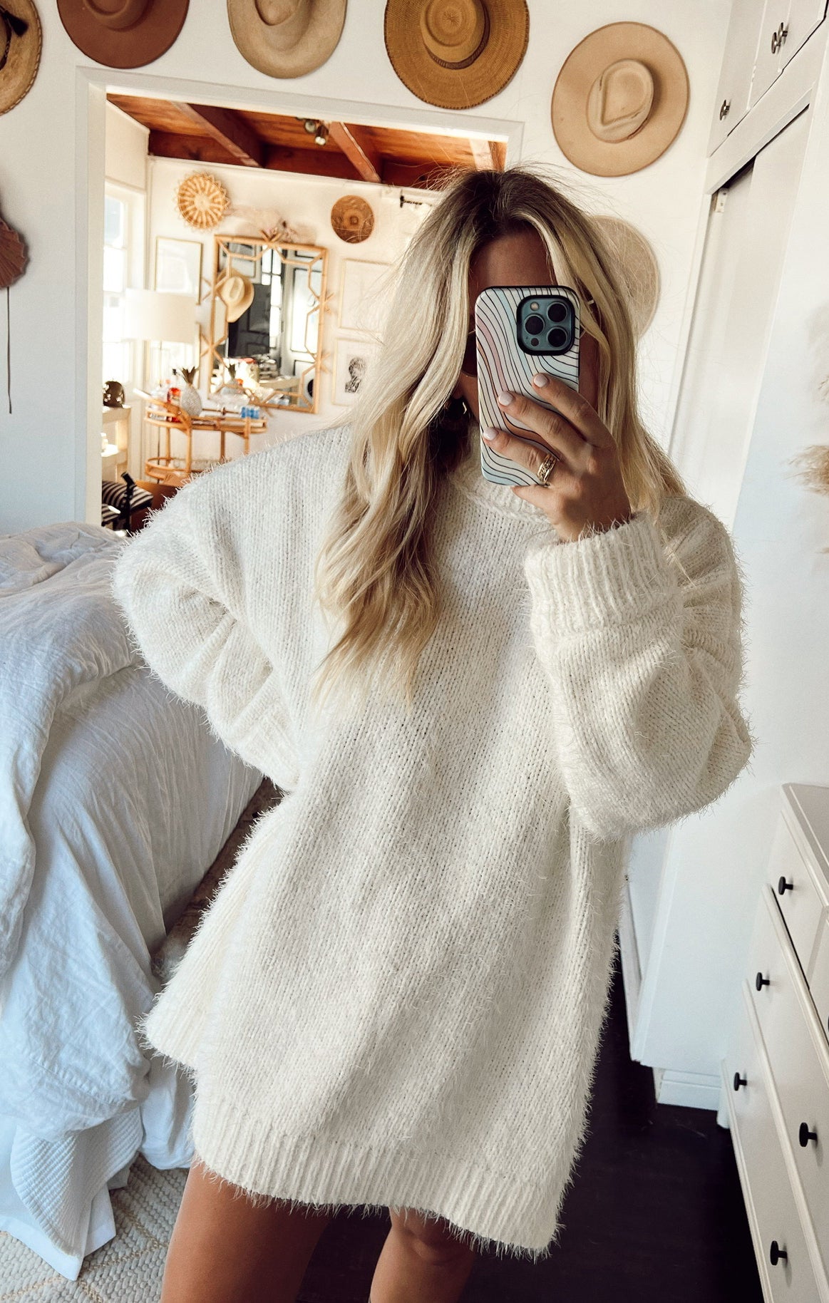 Cream Knit Oversized Tunic Sweater | Timmy