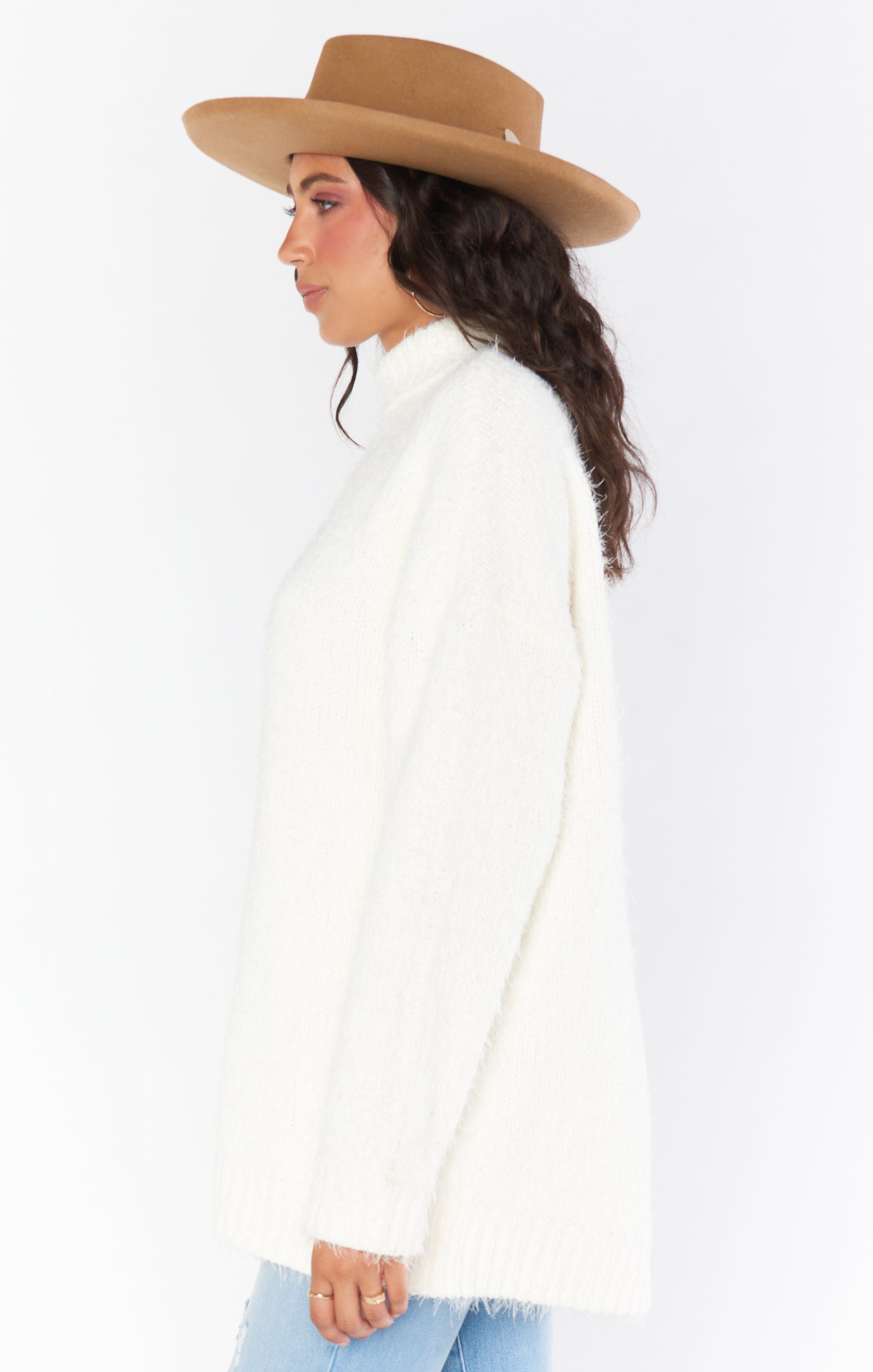 Cream Knit Oversized Tunic Sweater | Timmy