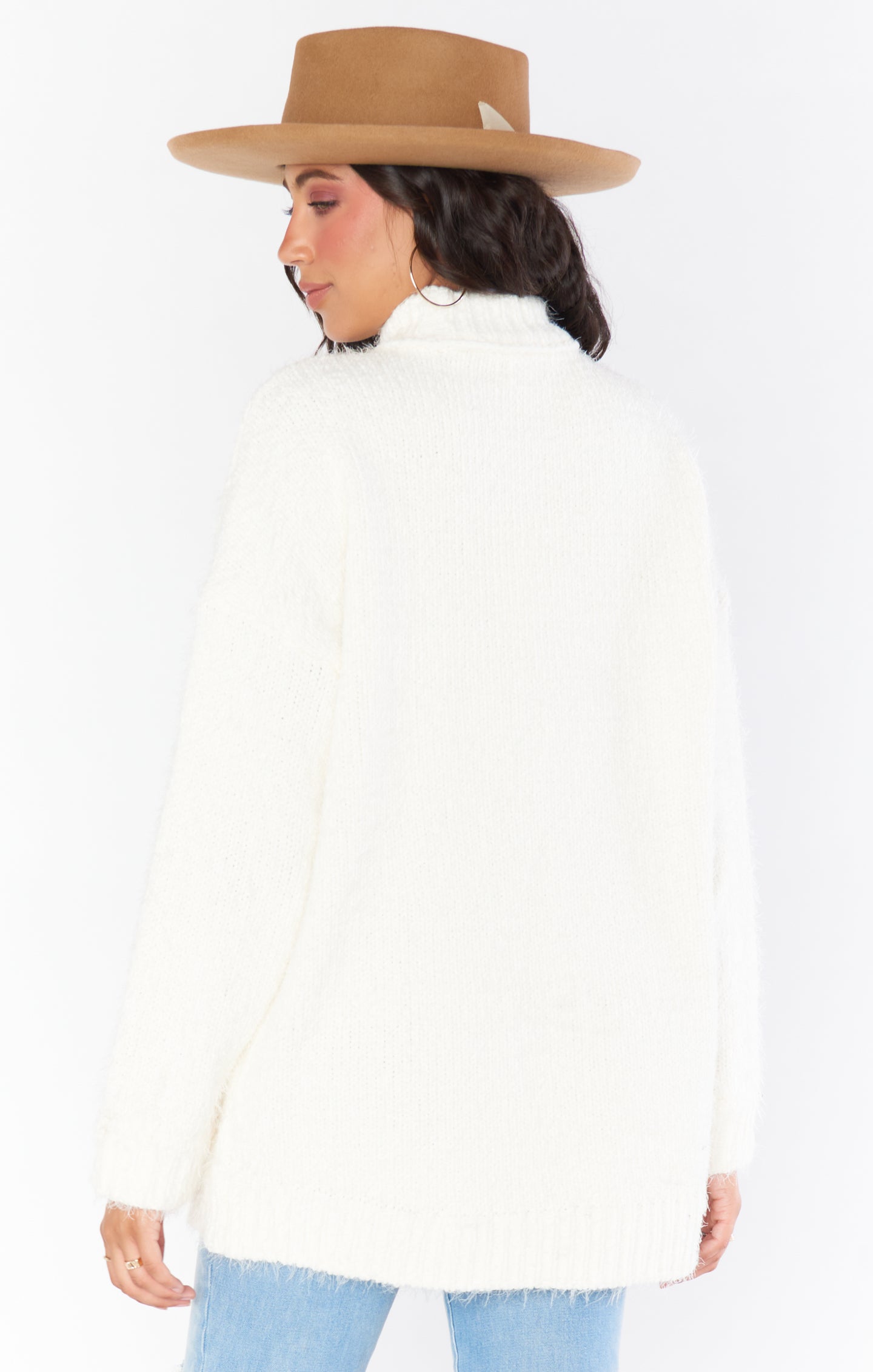 Cream Knit Oversized Tunic Sweater | Timmy