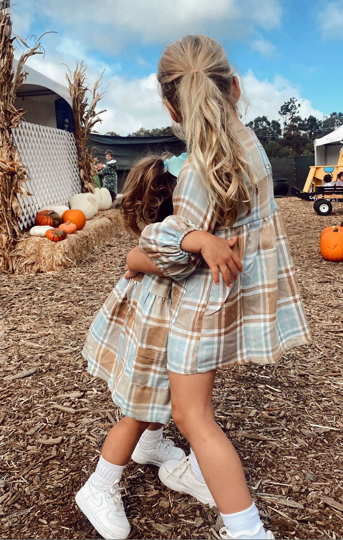 Plaid Long Sleeve Dress with Keyhole Back | Iris Dress
