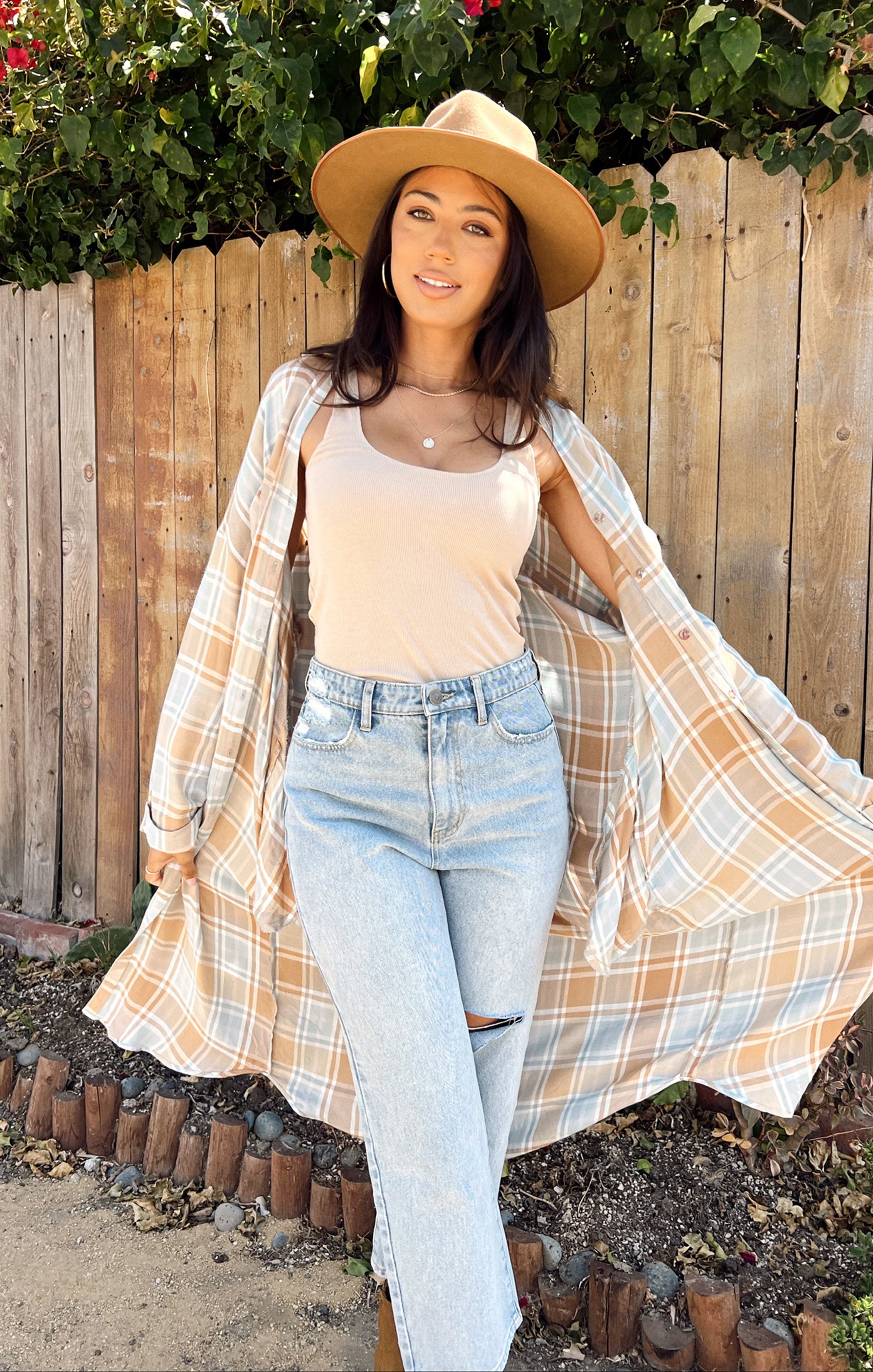 Oversized Plaid Tunic for Women | Leo Button Down Shirt
