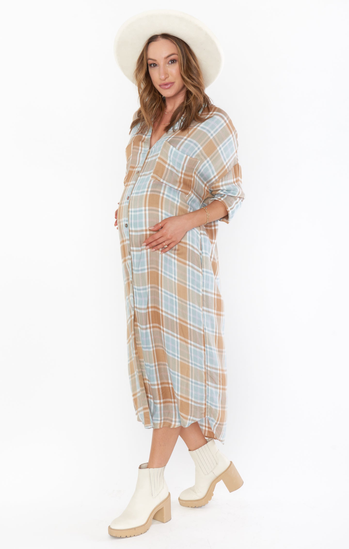 Oversized Plaid Tunic for Women | Leo Button Down Shirt