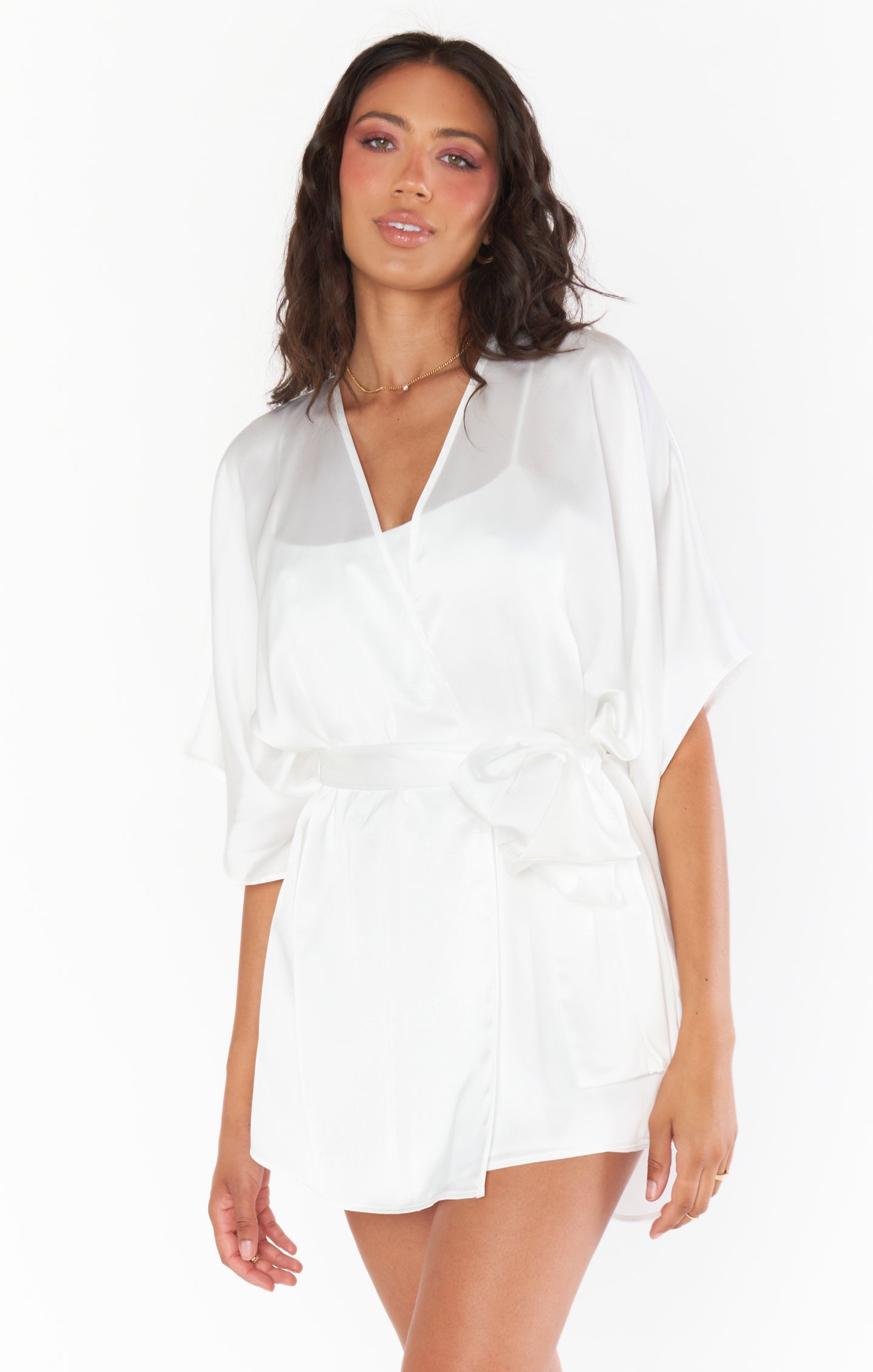 Luxury Satin Bridal Robe for Wedding Prep | First Look Ivory
