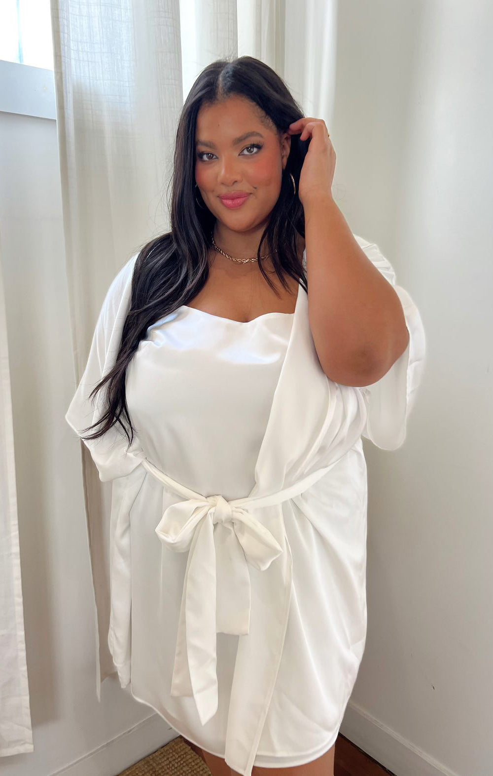 Luxury Satin Bridal Robe for Wedding Prep | First Look Ivory