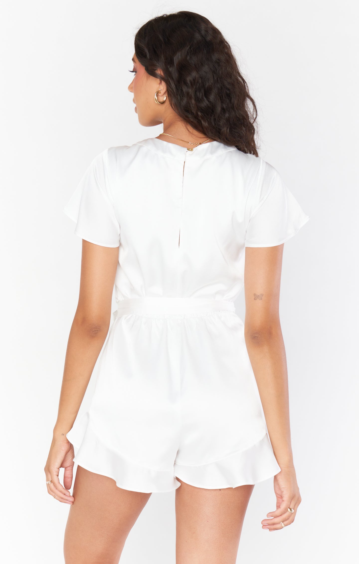 Luxe Satin Bridal Romper for Wedding Party | Ivory Say I Do