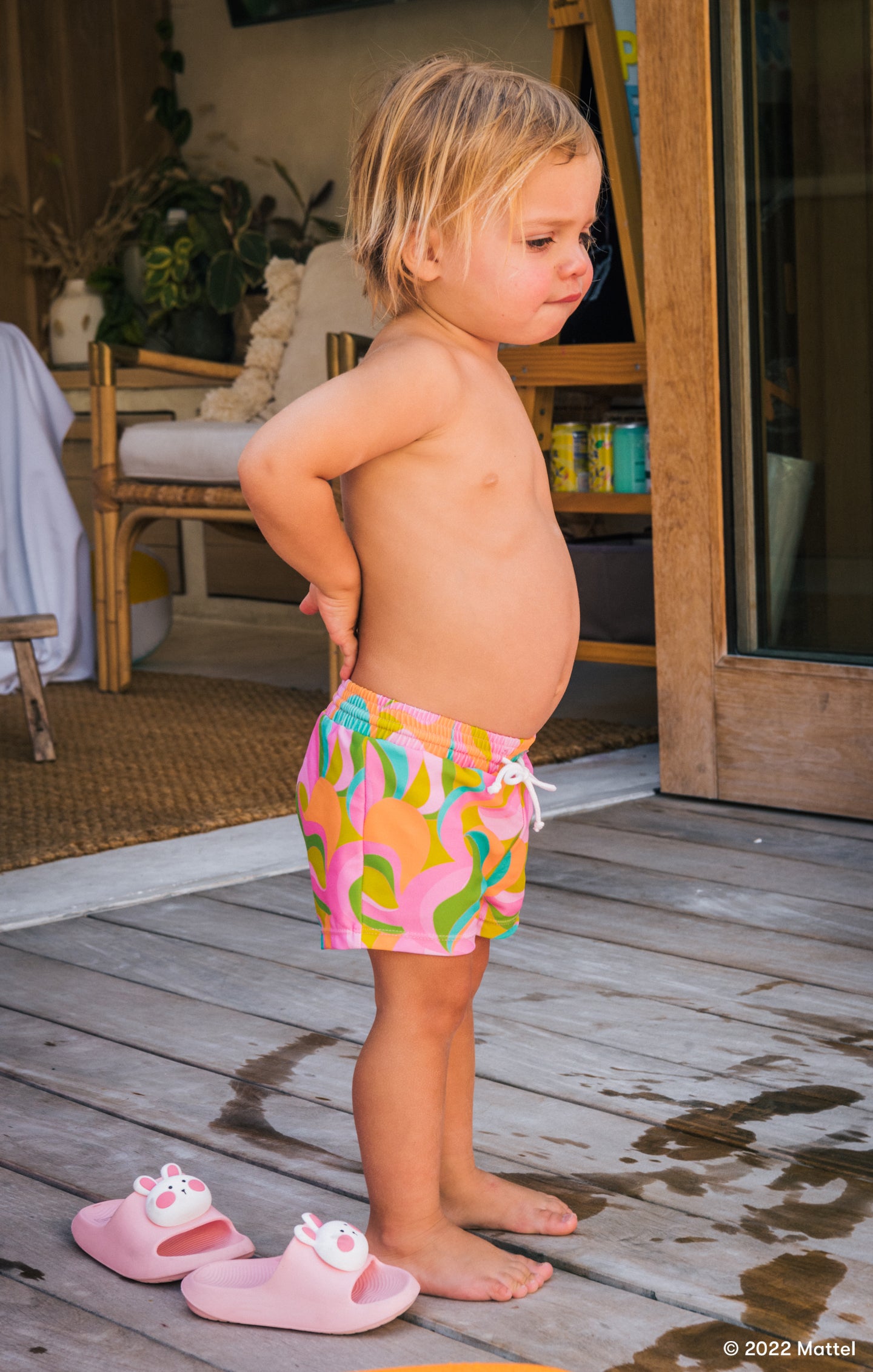 Barbie™ Boys' Swim Trunks with Tie Waist | Todd's Trunks Party Wave