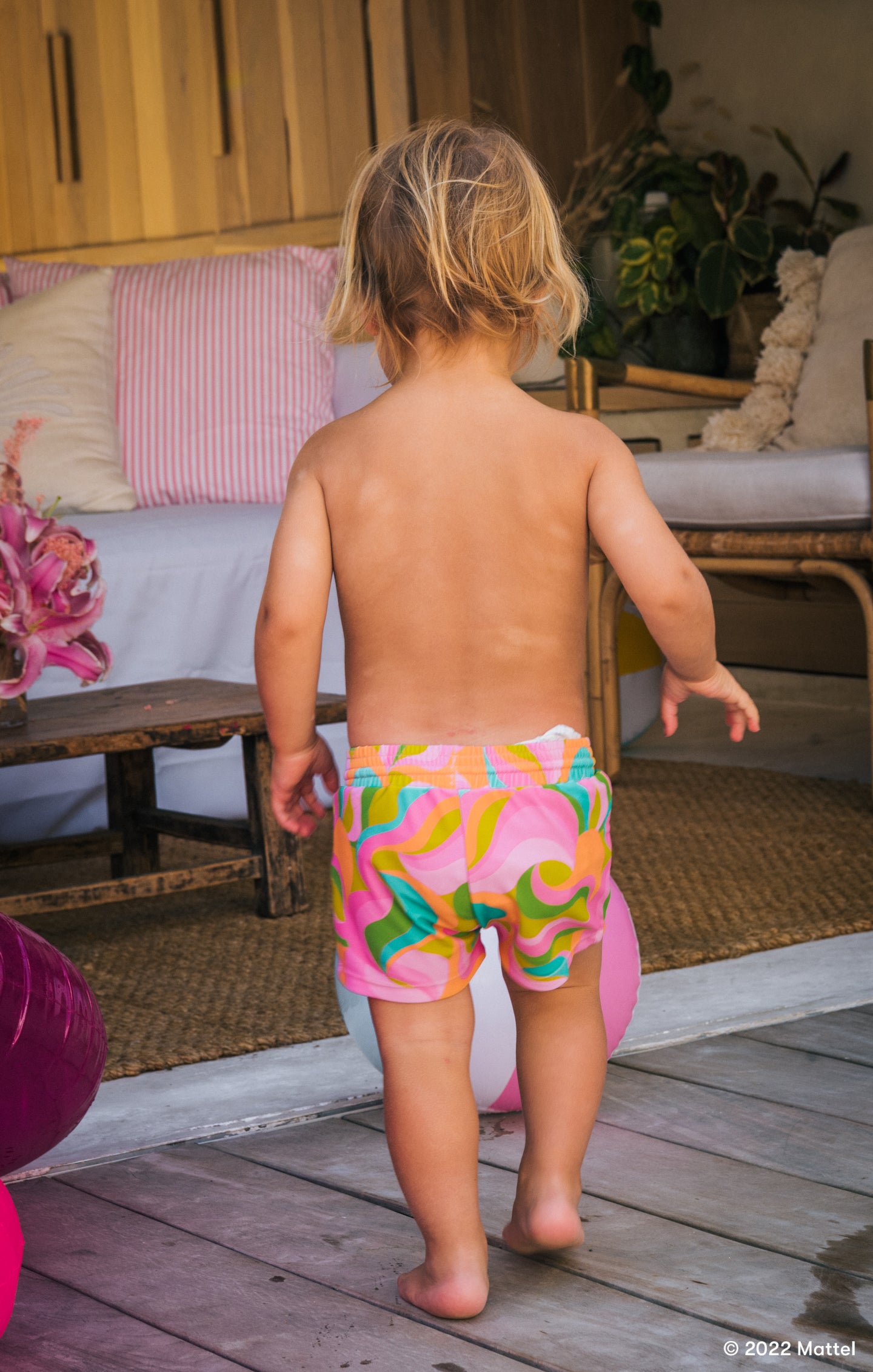 Barbie™ Boys' Swim Trunks with Tie Waist | Todd's Trunks Party Wave