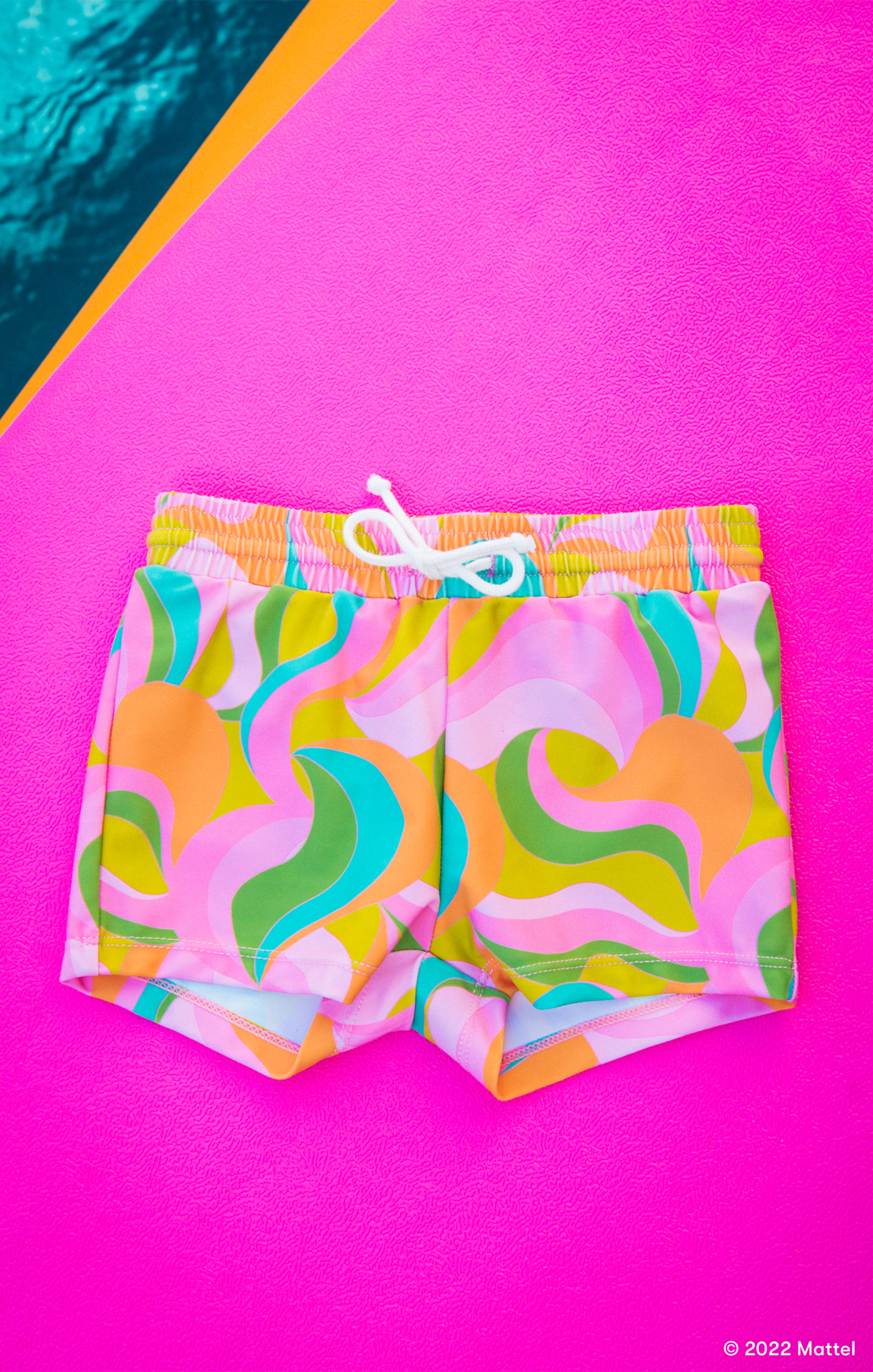 Barbie™ Boys' Swim Trunks with Tie Waist | Todd's Trunks Party Wave