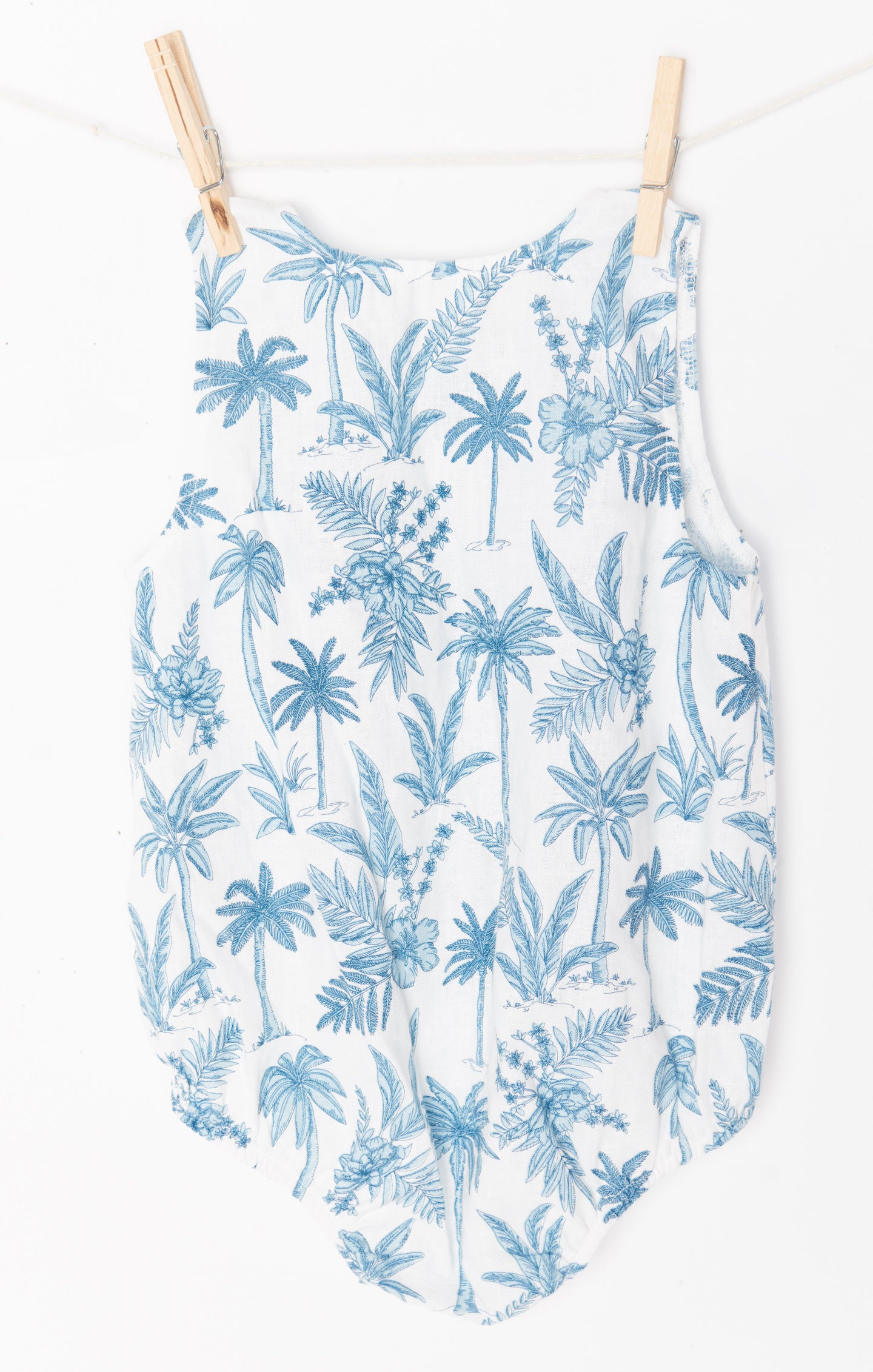 Blue Palm Baby Onesie with Easy Buttons | Rowan