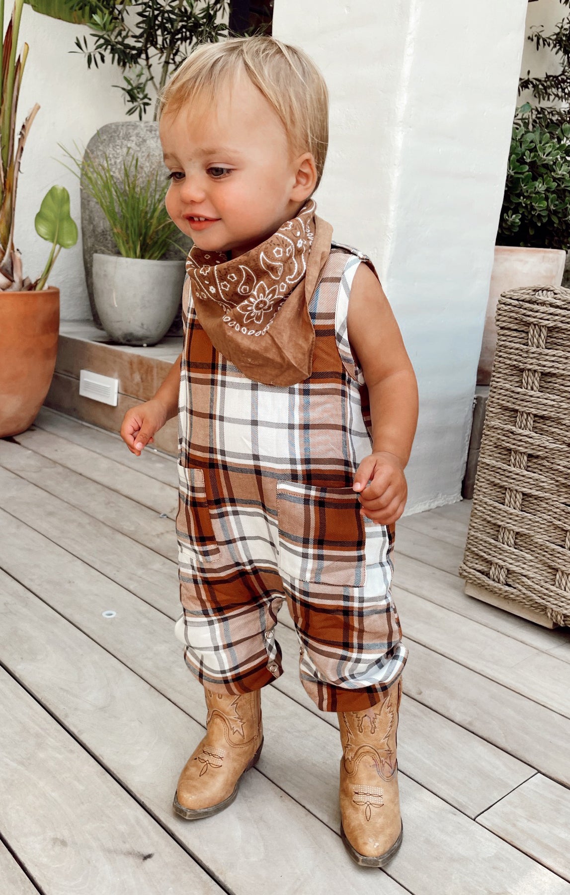 Tan Plaid Onesie for Adults | The Case