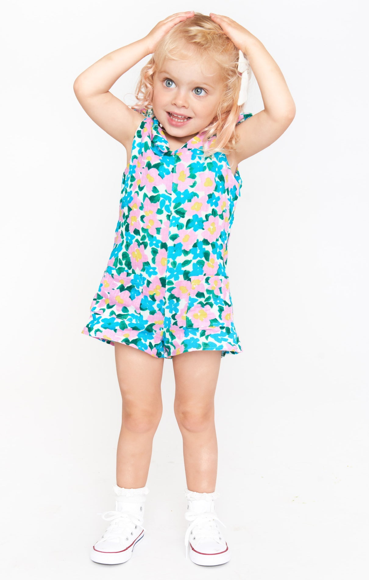 Floral Mini Romper with Adjustable Straps | Violets Garden