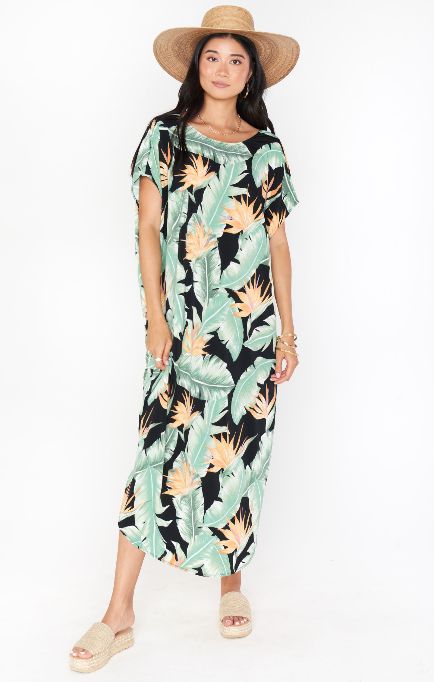 Tropical Floral Caftan with Open Back for Beach & Resort | Worldly