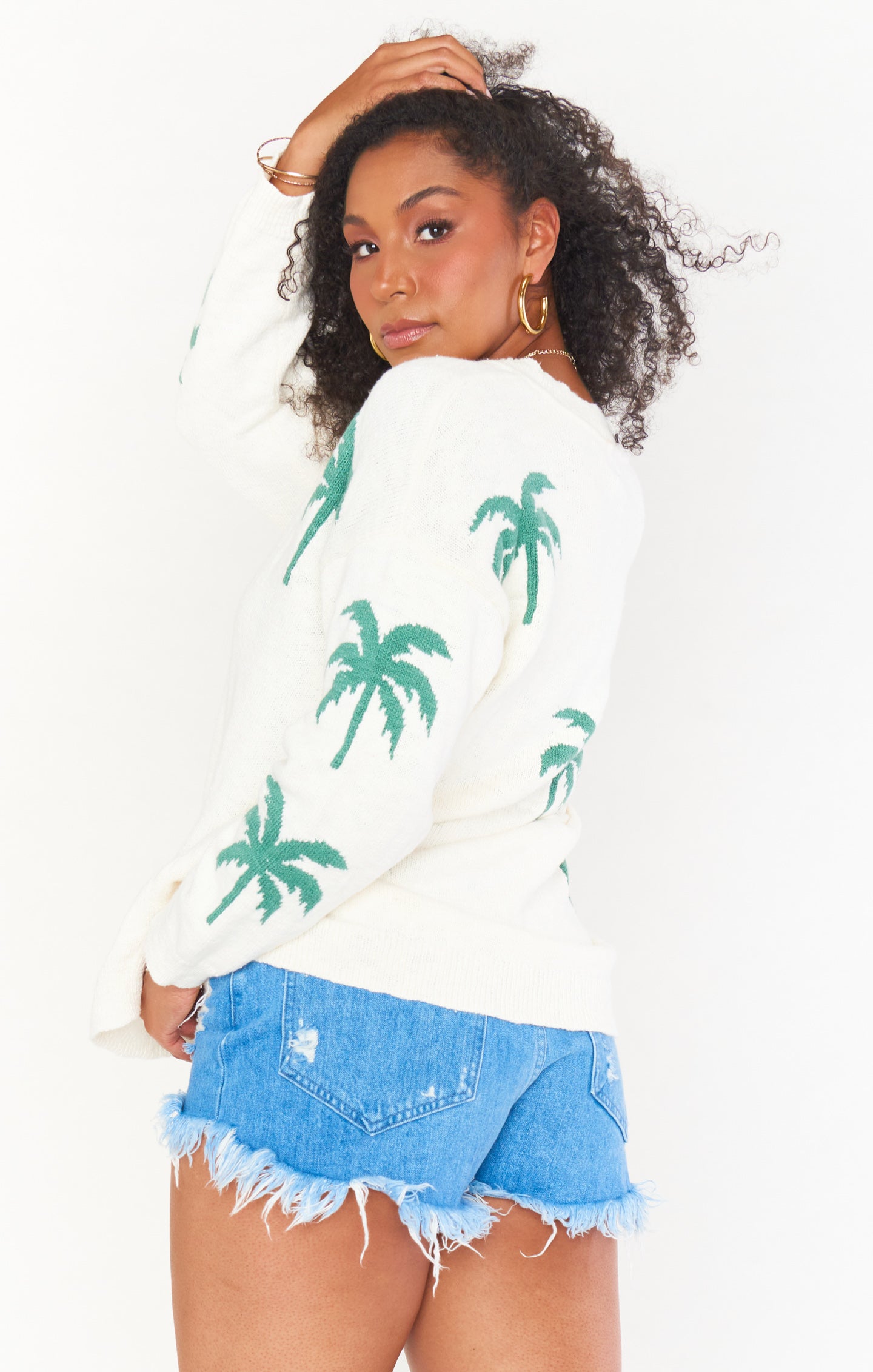 Palm Tree Knit Sweater for Women | Gilligan V-Neck Pullover