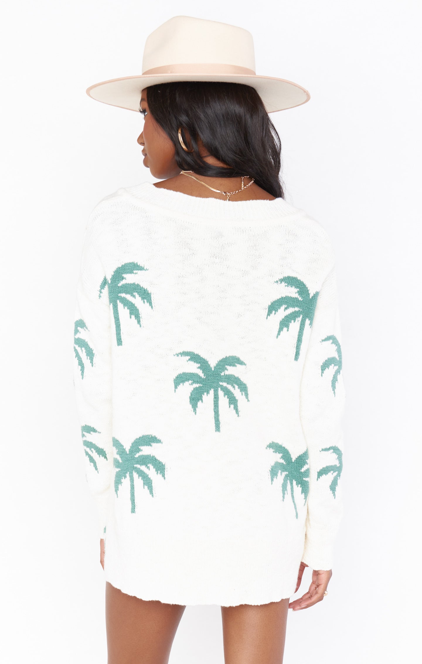 Palm Tree Knit Sweater for Women | Gilligan V-Neck Pullover