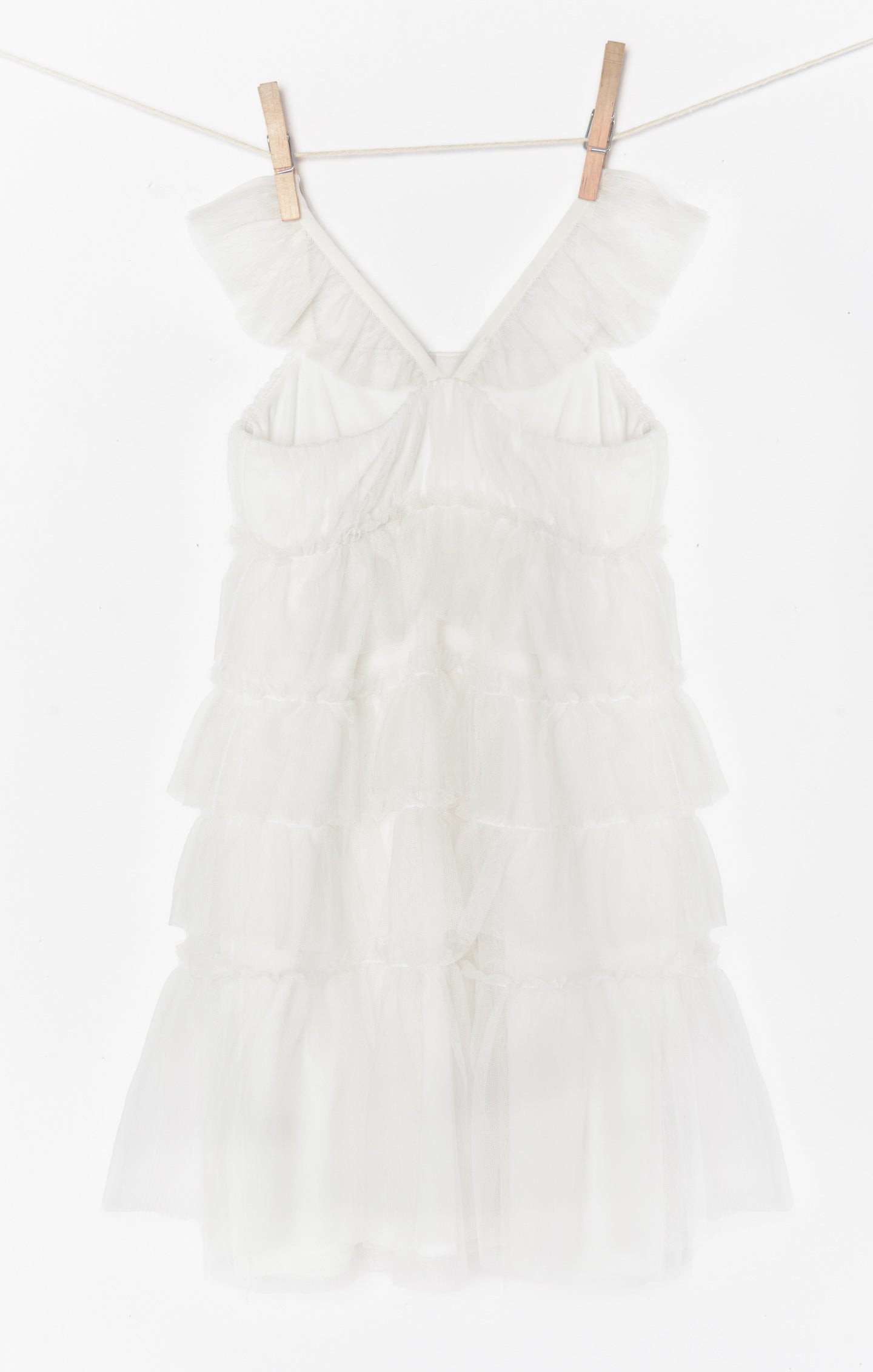 White Tulle Dress for Girls with Tiered Ruffles | Little Fairytale
