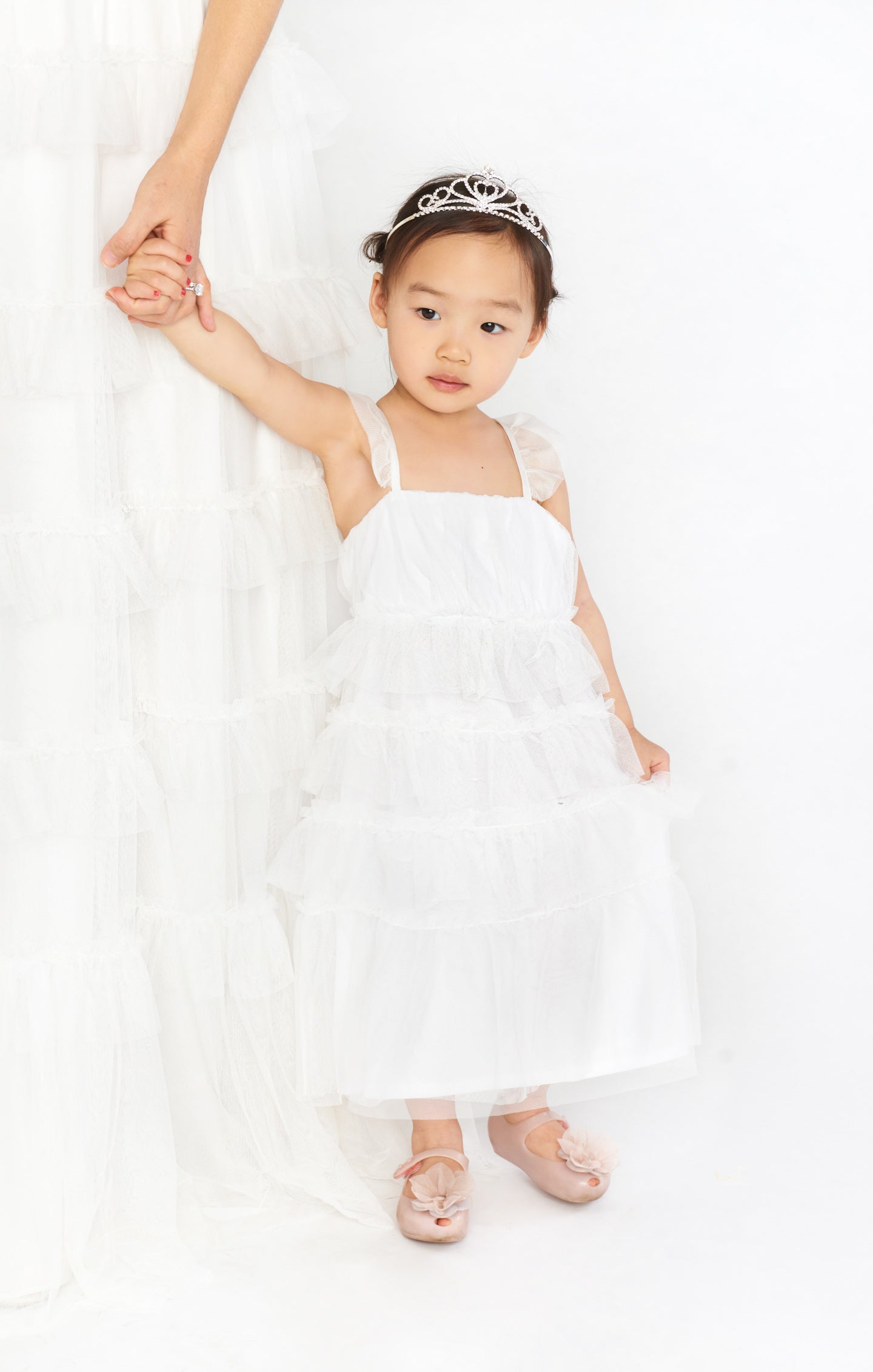 White Tulle Dress for Girls with Tiered Ruffles | Little Fairytale