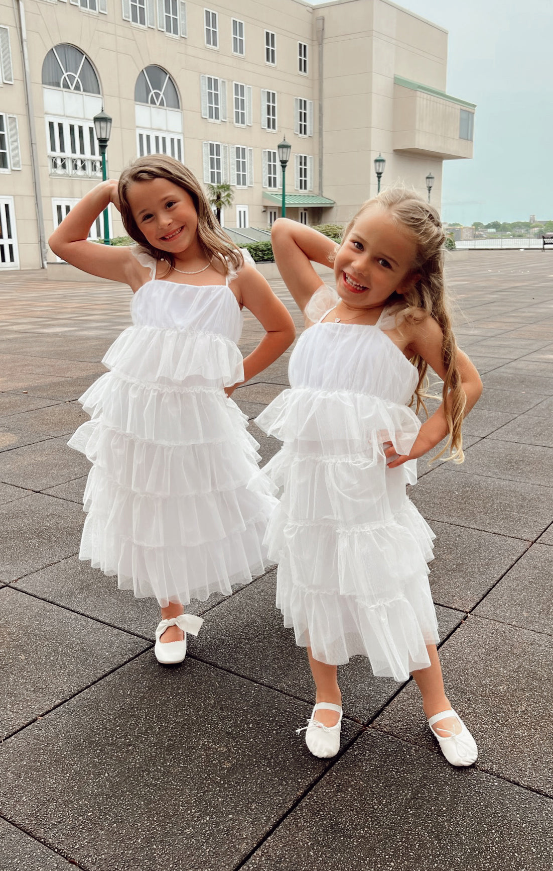 White Tulle Dress for Girls with Tiered Ruffles | Little Fairytale