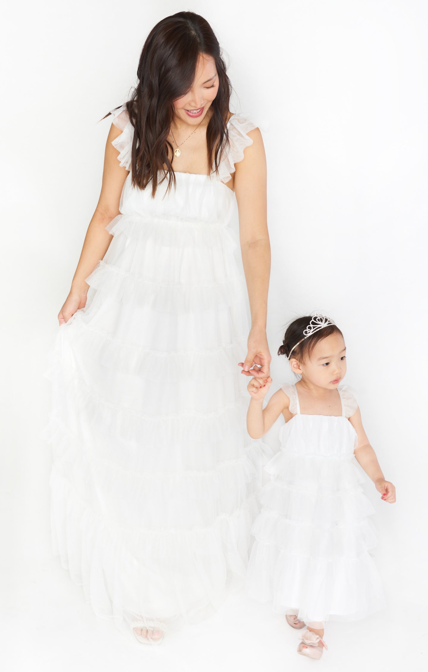 White Tulle Dress for Girls with Tiered Ruffles | Little Fairytale