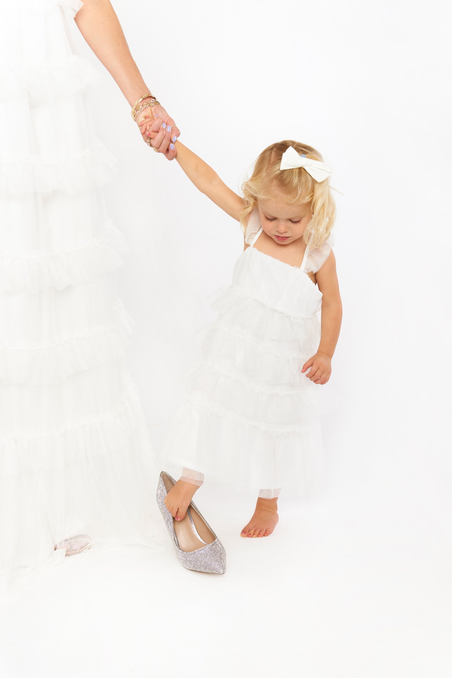 White Tulle Dress for Girls with Tiered Ruffles | Little Fairytale