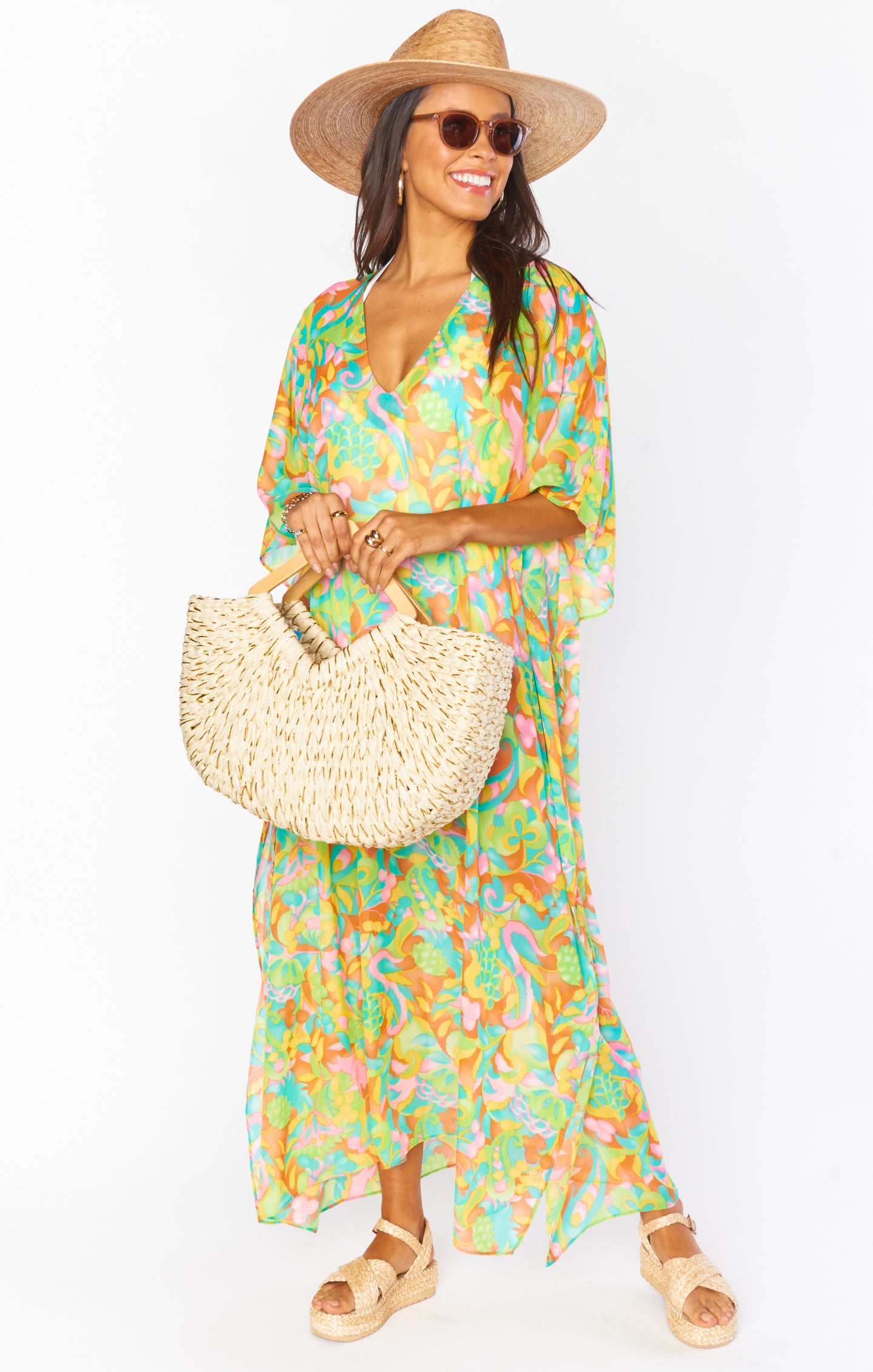 Floral Maxi Kaftan Dress for Swim Cover Up & Travel | Hana TruMu