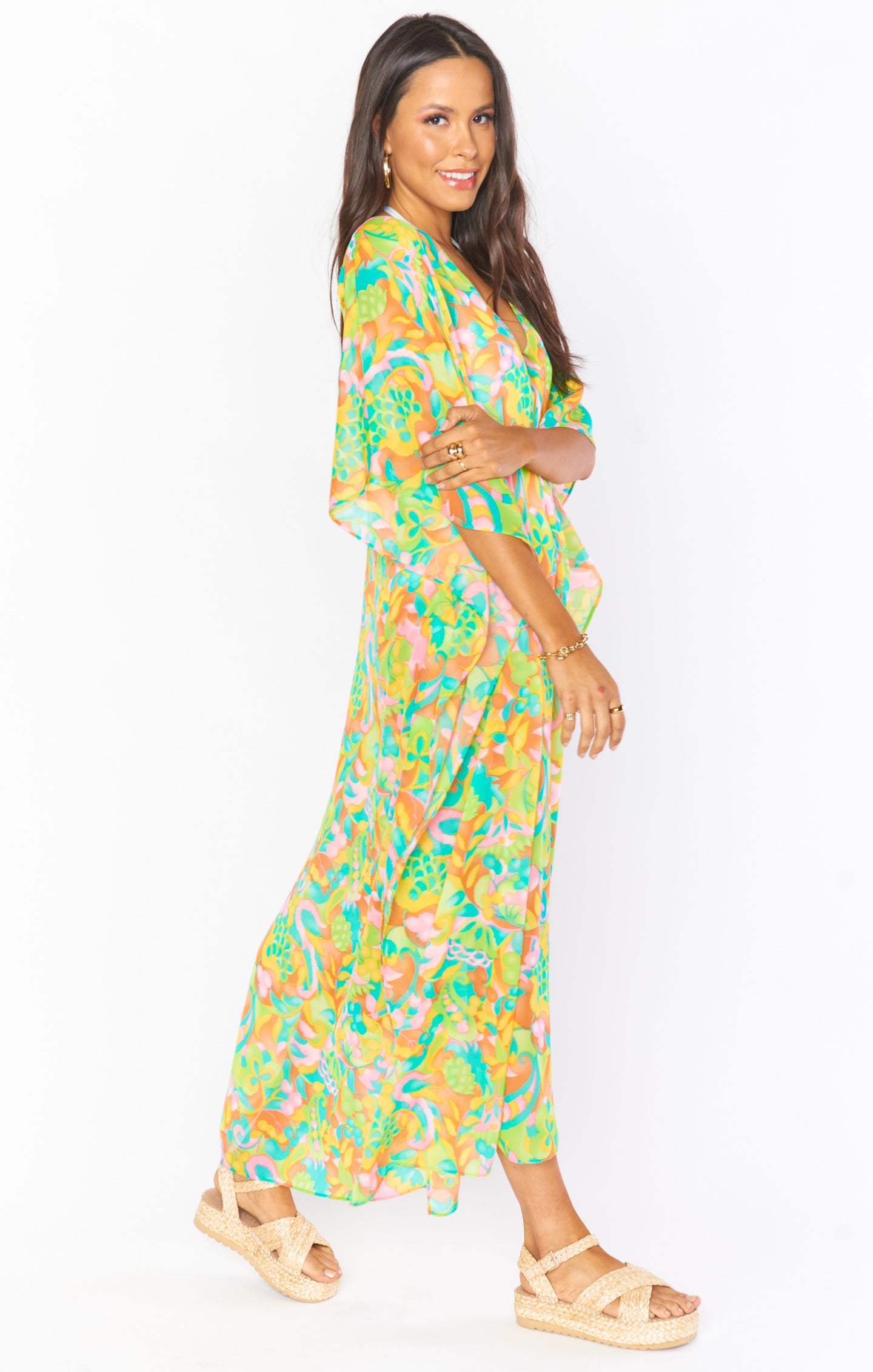 Floral Maxi Kaftan Dress for Swim Cover Up & Travel | Hana TruMu