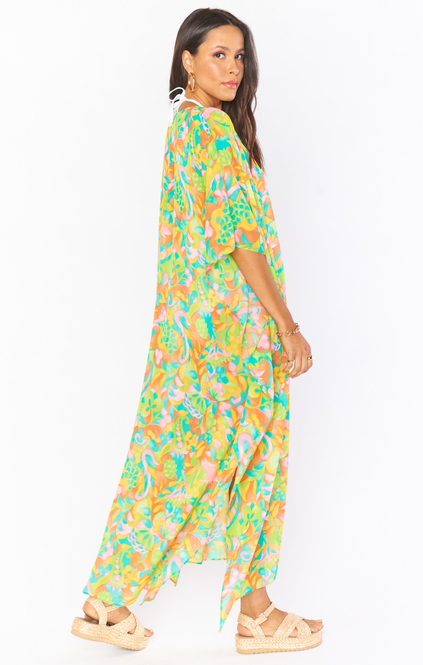 Floral Maxi Kaftan Dress for Swim Cover Up & Travel | Hana TruMu