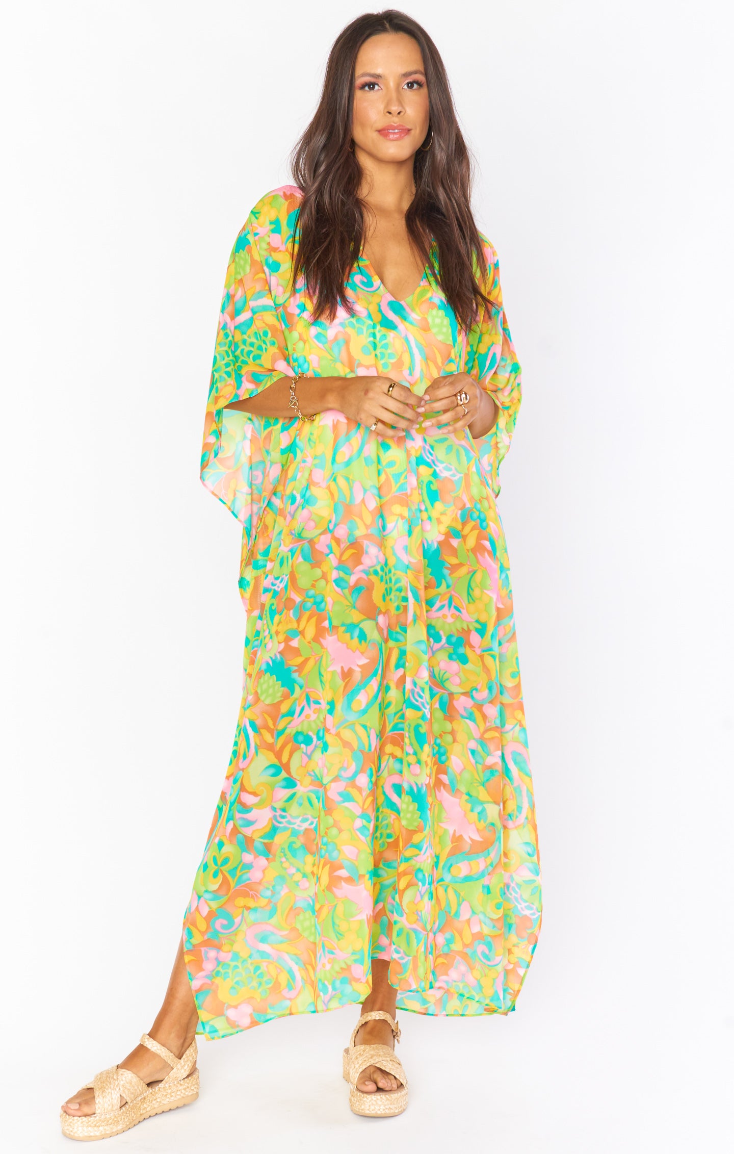 Floral Maxi Kaftan Dress for Swim Cover Up & Travel | Hana TruMu