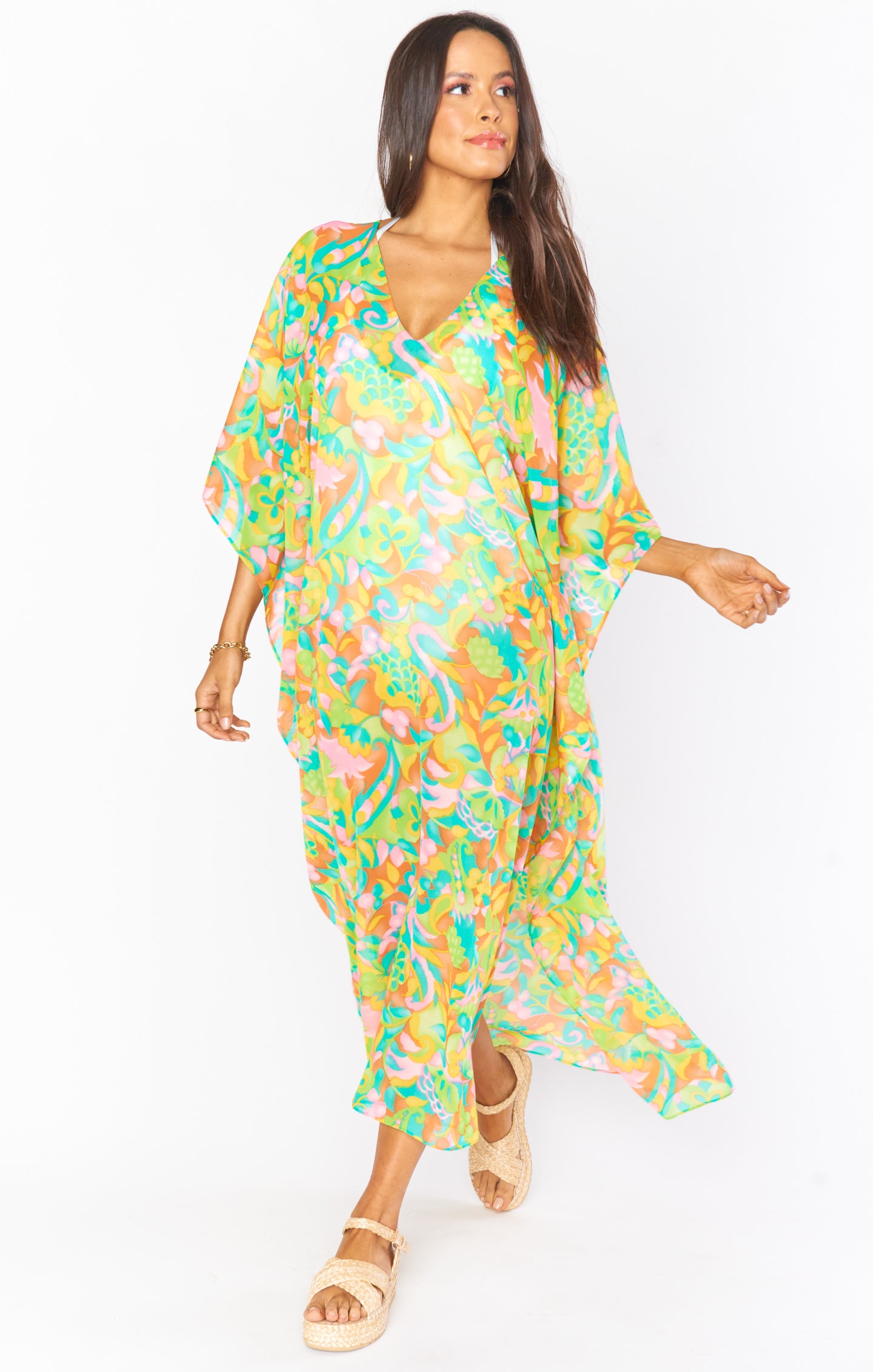 Floral Maxi Kaftan Dress for Swim Cover Up & Travel | Hana TruMu