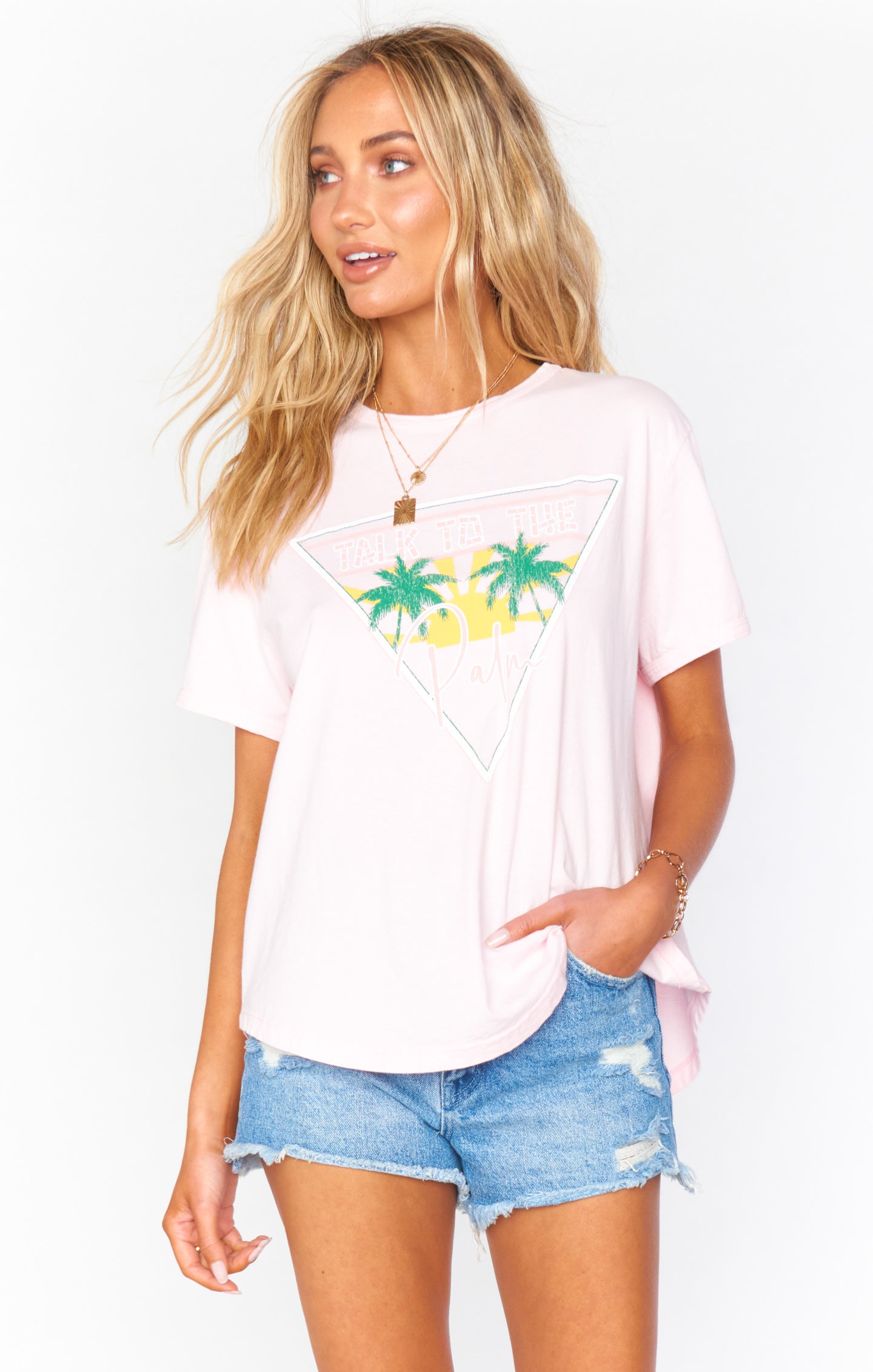 Soft Cotton Scoop Neck Tee with Talk to the Palm Graphic | Sandlot