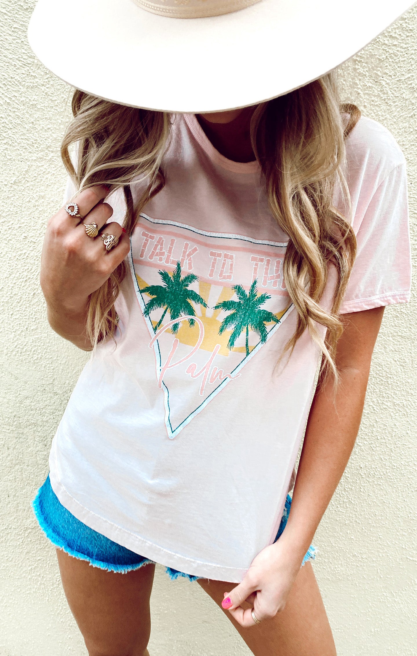 Soft Cotton Scoop Neck Tee with Talk to the Palm Graphic | Sandlot