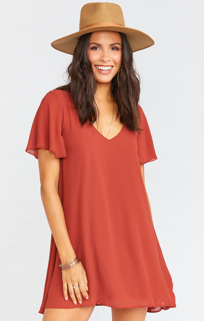 V-Neck Mini Dress with Short Sleeves | Kylie Sienna Chiffon