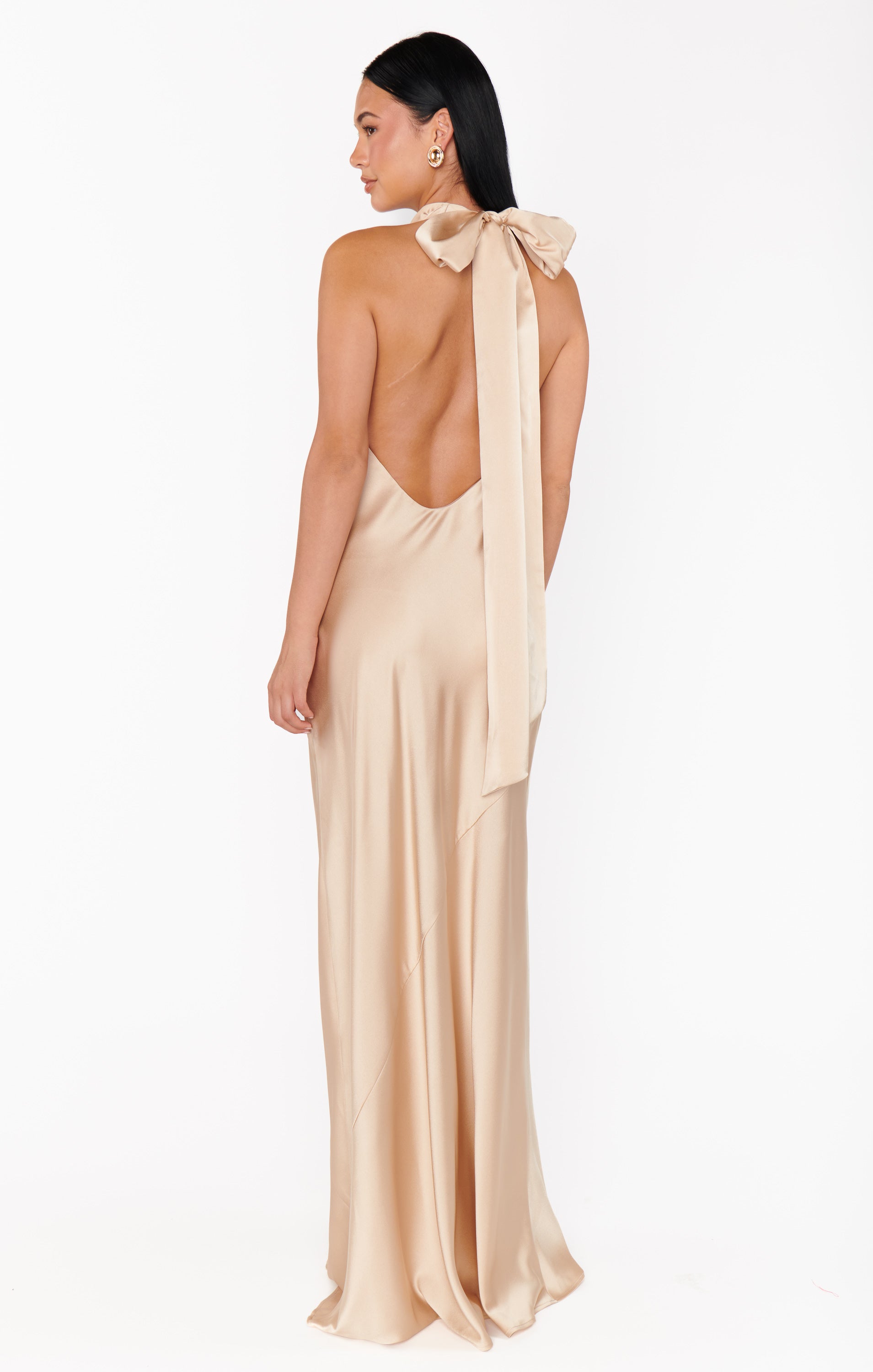 Chic Halter Neck Maxi Dress for Weddings & Events | Lisa Champagne Luxe