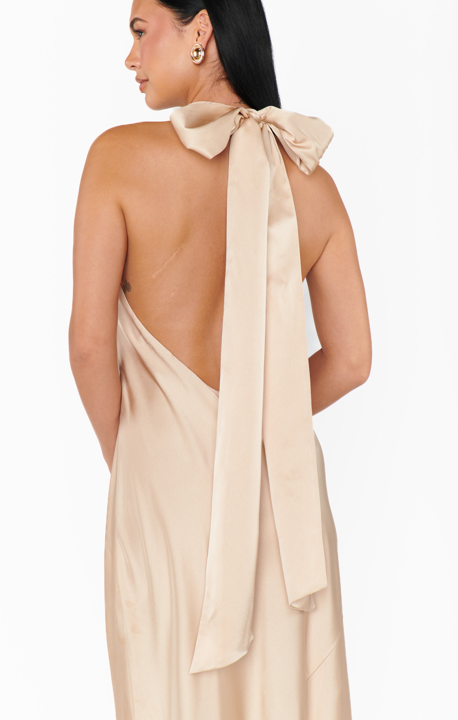 Chic Halter Neck Maxi Dress for Weddings & Events | Lisa Champagne Luxe