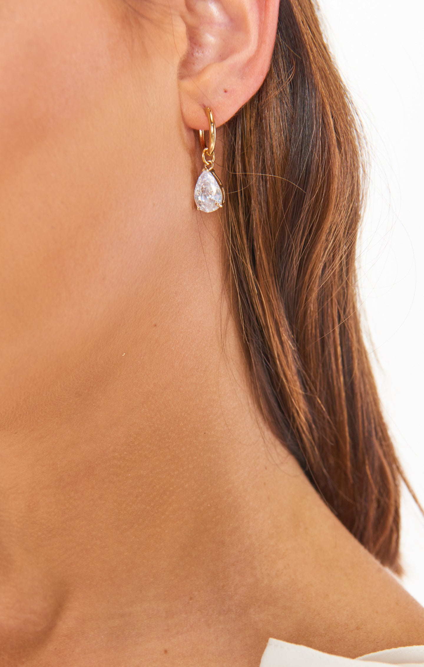 Gold Plated Diamond Hoop Earrings with Crystal Charms | Vanessa Mooney