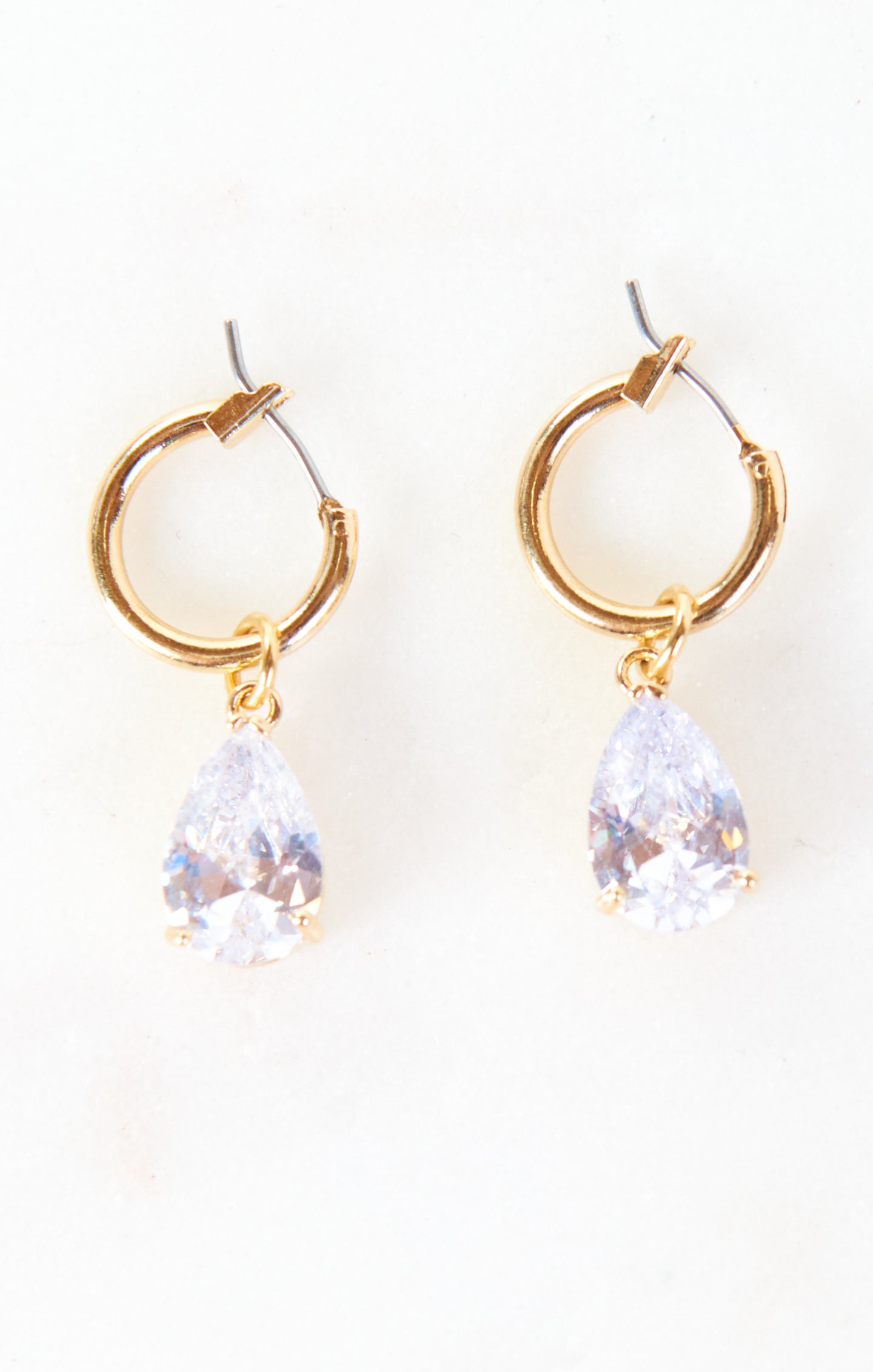 Gold Plated Diamond Hoop Earrings with Crystal Charms | Vanessa Mooney